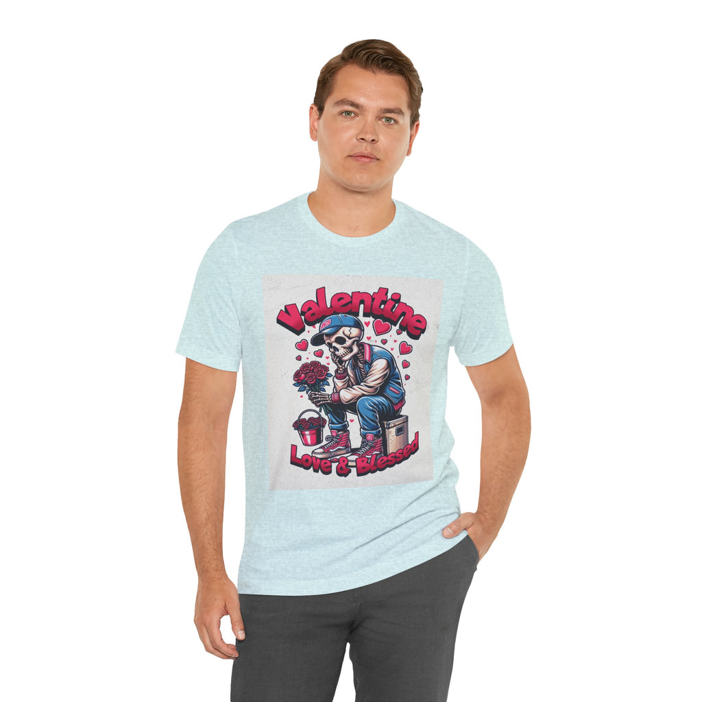 Valentine Skull T-Shirt – "Love & Blessed" Gothic Valentine Tee