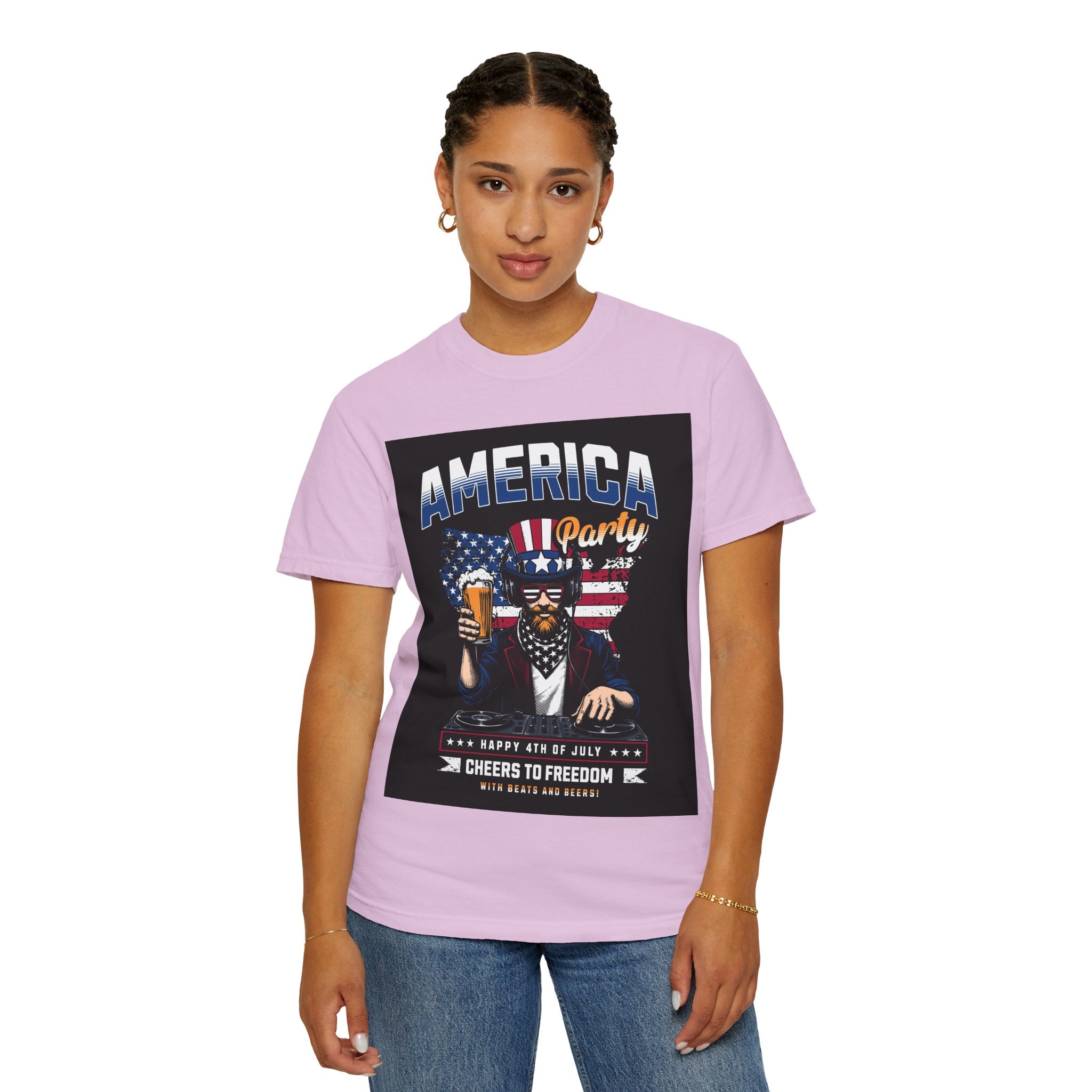 America Party T-Shirt — Cheers to Freedom 4th of July Patriotic Tee