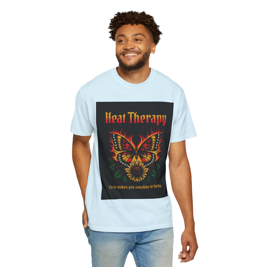 Heat Therapy Butterfly T-Shirt — Retro Floral Sunflower Design