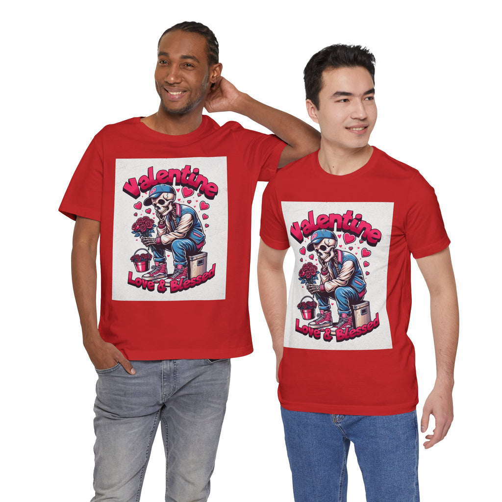 Valentine Skull T-Shirt – "Love & Blessed" Gothic Valentine Tee