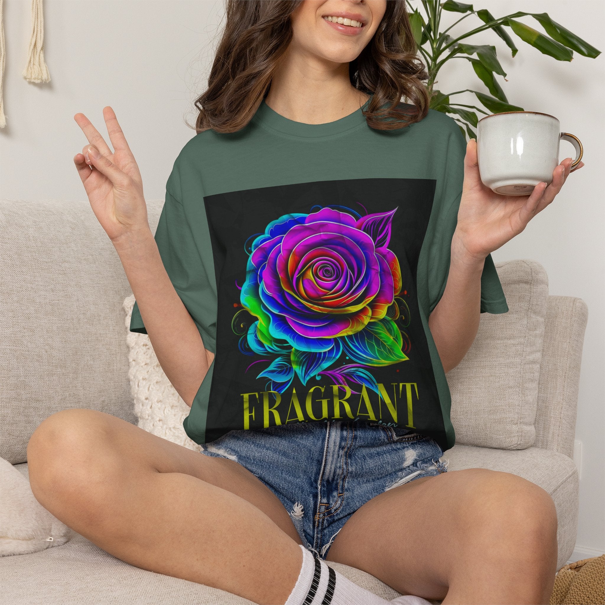 Fragrant Rainbow Rose T-Shirt — Vibrant Floral Graphic Tee
