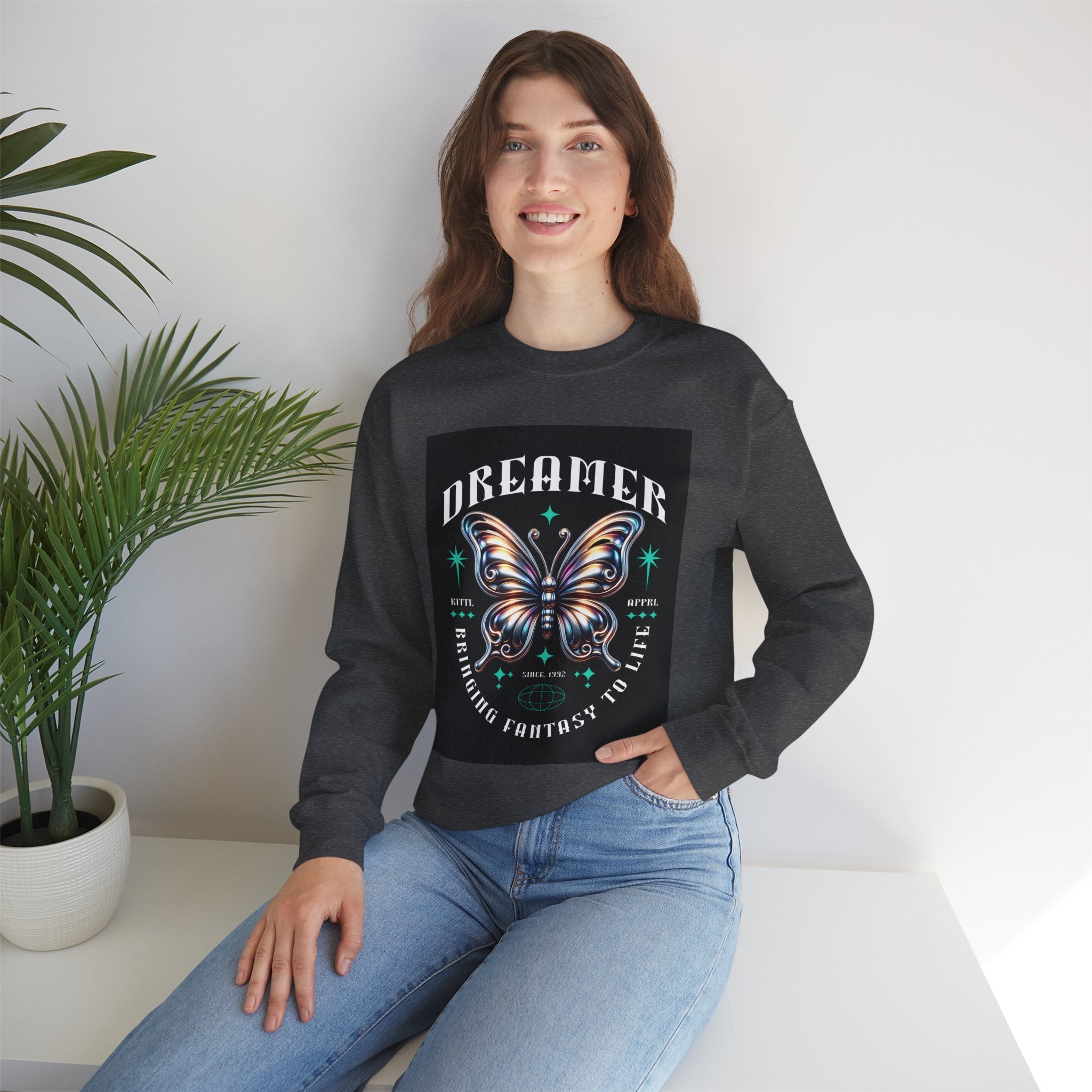 Dreamer Butterfly Crewneck Sweatshirt — Inspiring 'Dreamer' Graphic Pullover