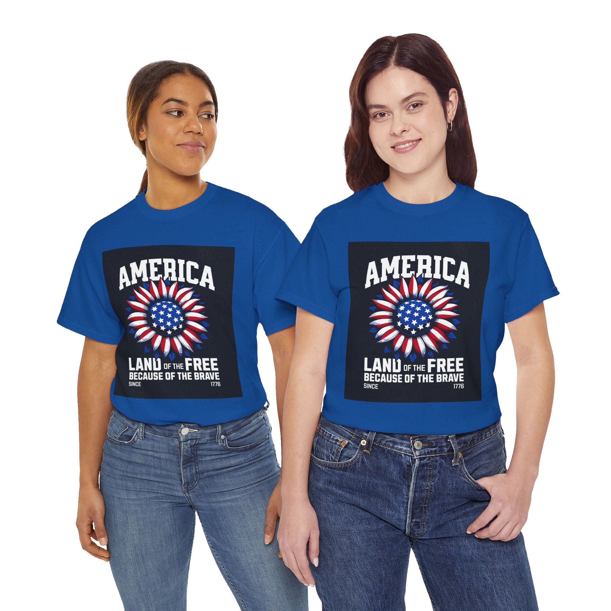 Patriotic America Tee — "Land of the Free Because of the Brave" Cotton T-Shirt