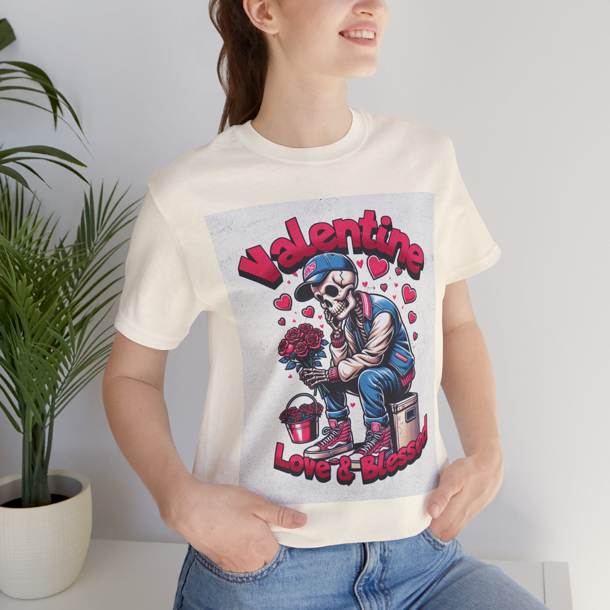 Valentine Skull T-Shirt – "Love & Blessed" Gothic Valentine Tee