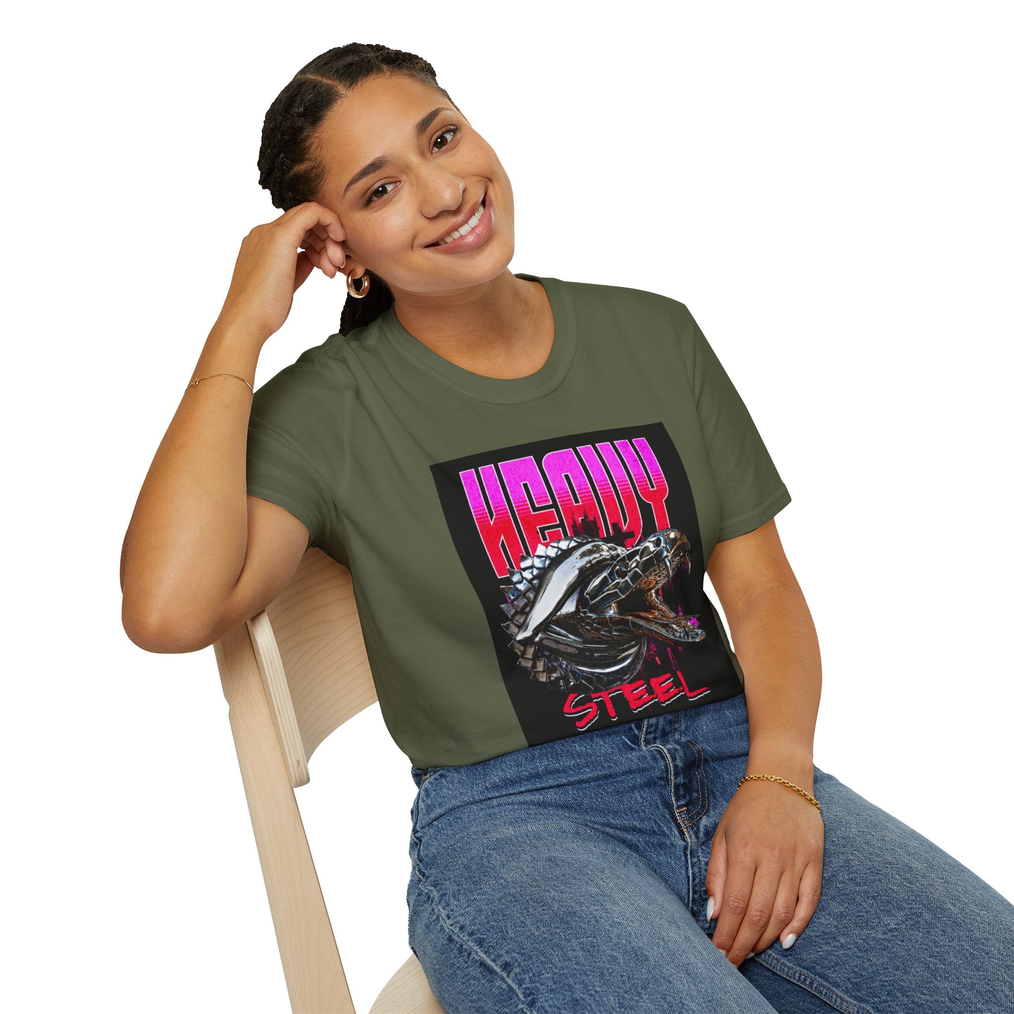 Heavy Steel T-Shirt — Retro Motorcycle Skull Graphic Tee