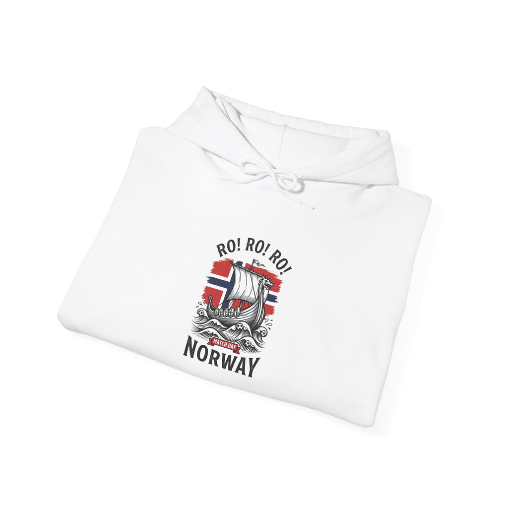 Ro! Ro! Ro! Viking Ship Hoodie | Norway Football Supporter, Red White Blue