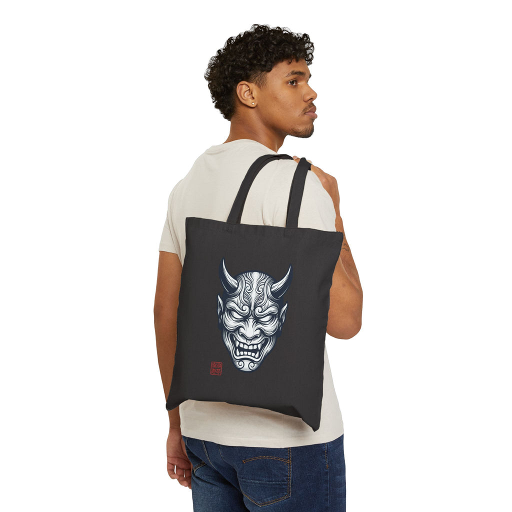 Hannya Mask Tote | Traditional Tattoo-Inspired, Flash-Style Canvas Tote