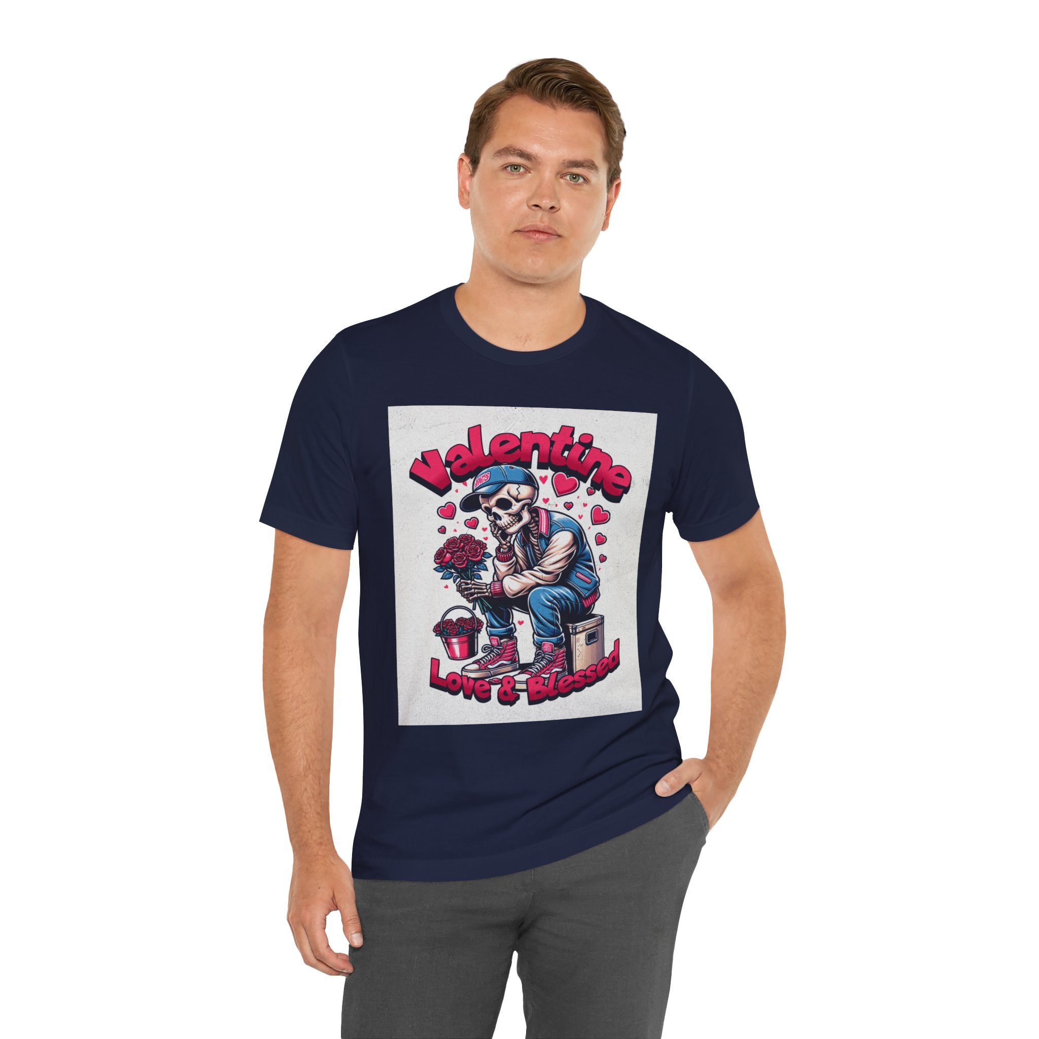 Valentine Skull T-Shirt – "Love & Blessed" Gothic Valentine Tee