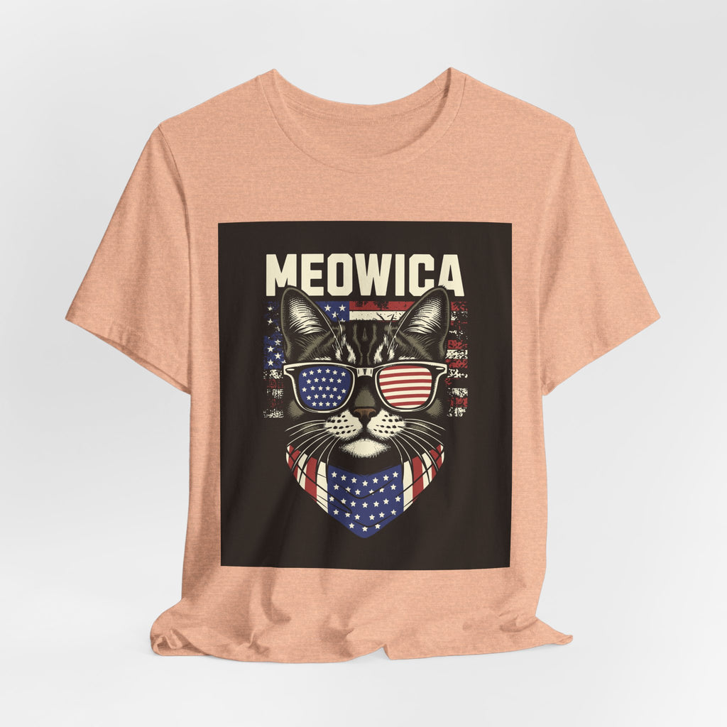 Meowica Cat Tee — Patriotic USA Flag Sunglasses Graphic T-Shirt