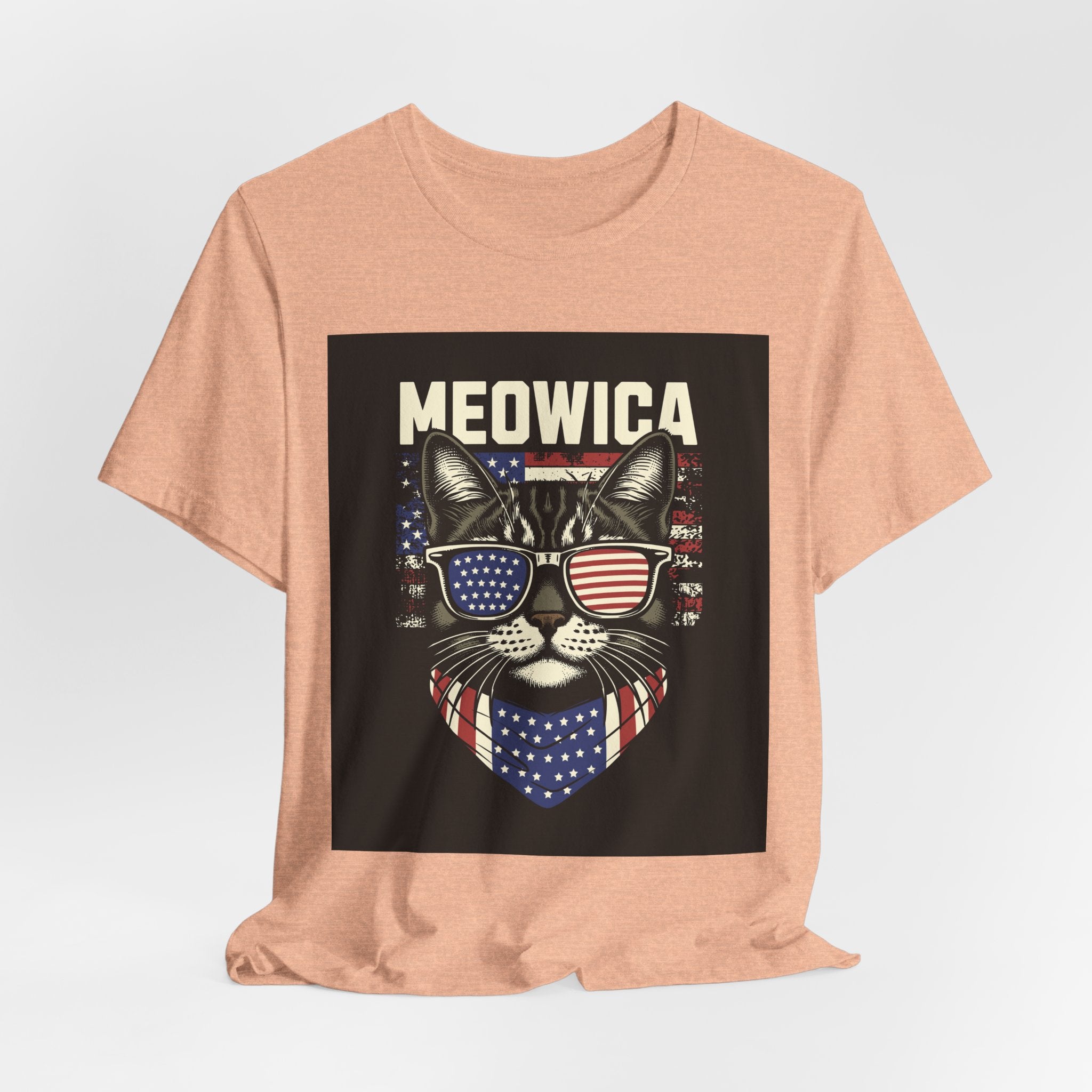 Meowica Cat Tee — Patriotic USA Flag Sunglasses Graphic T-Shirt