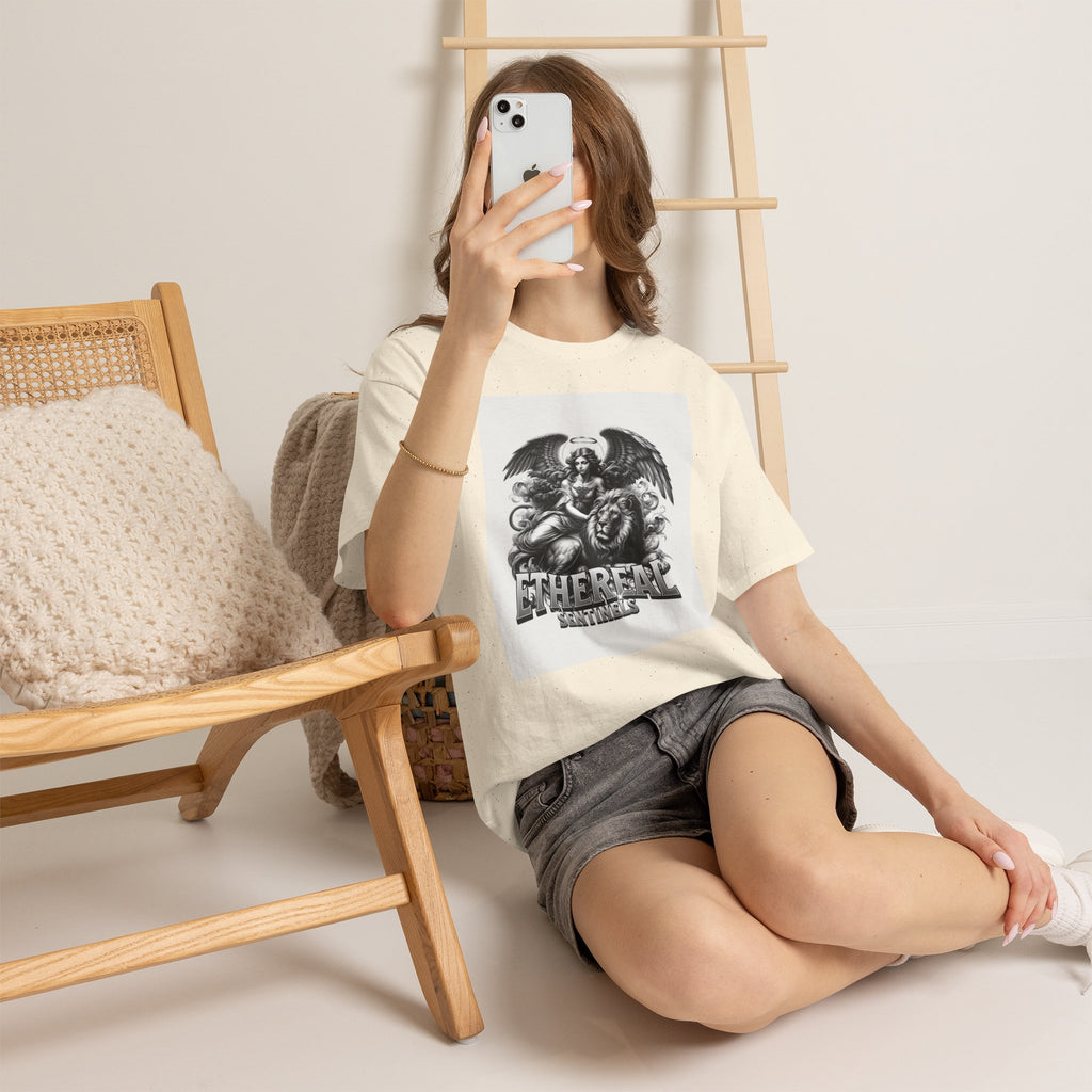 Angel & Lion Graphic Tee — "Ethereal" Vintage Gothic Streetwear