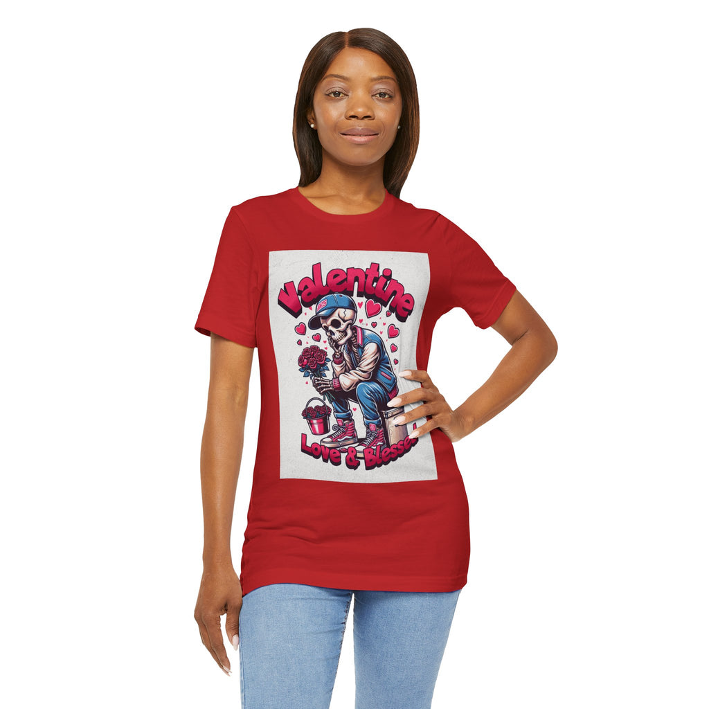 Valentine Skull T-Shirt – "Love & Blessed" Gothic Valentine Tee