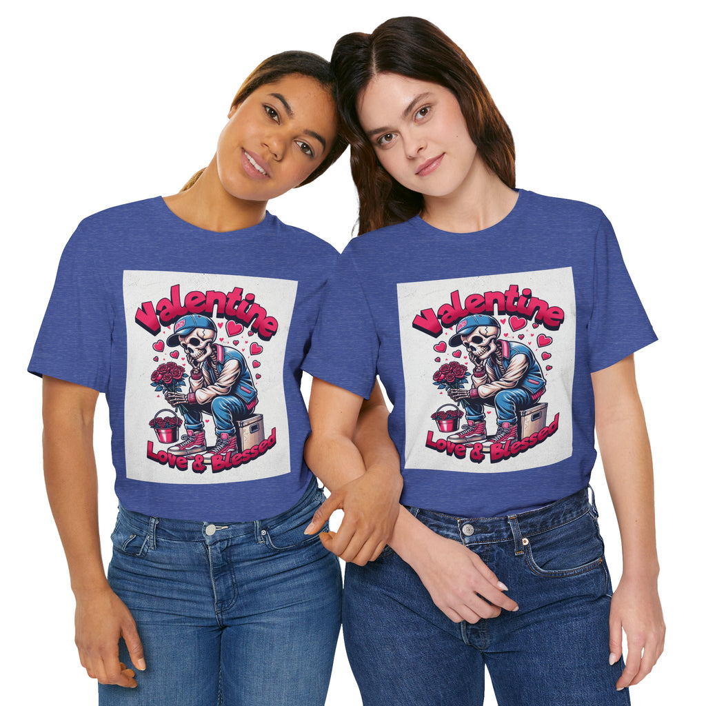 Valentine Skull T-Shirt – "Love & Blessed" Gothic Valentine Tee