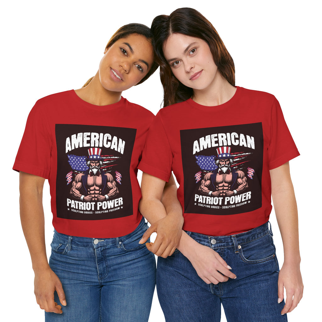 Patriot Power T-Shirt — American Flag Uncle Sam Muscle Graphic Tee
