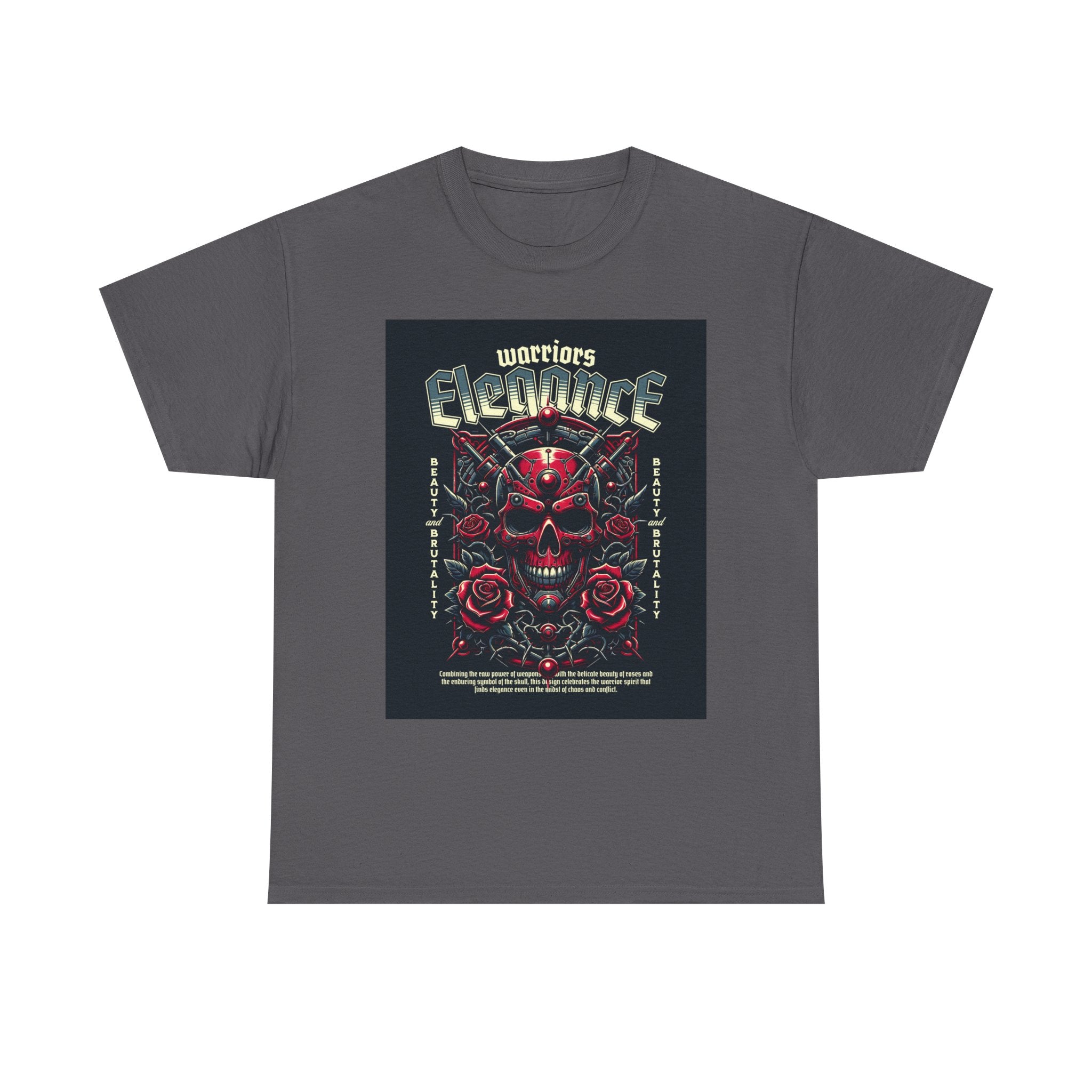 Warriors Electric Skull T‑Shirt — Red Skull & Roses Rock Graphic Tee