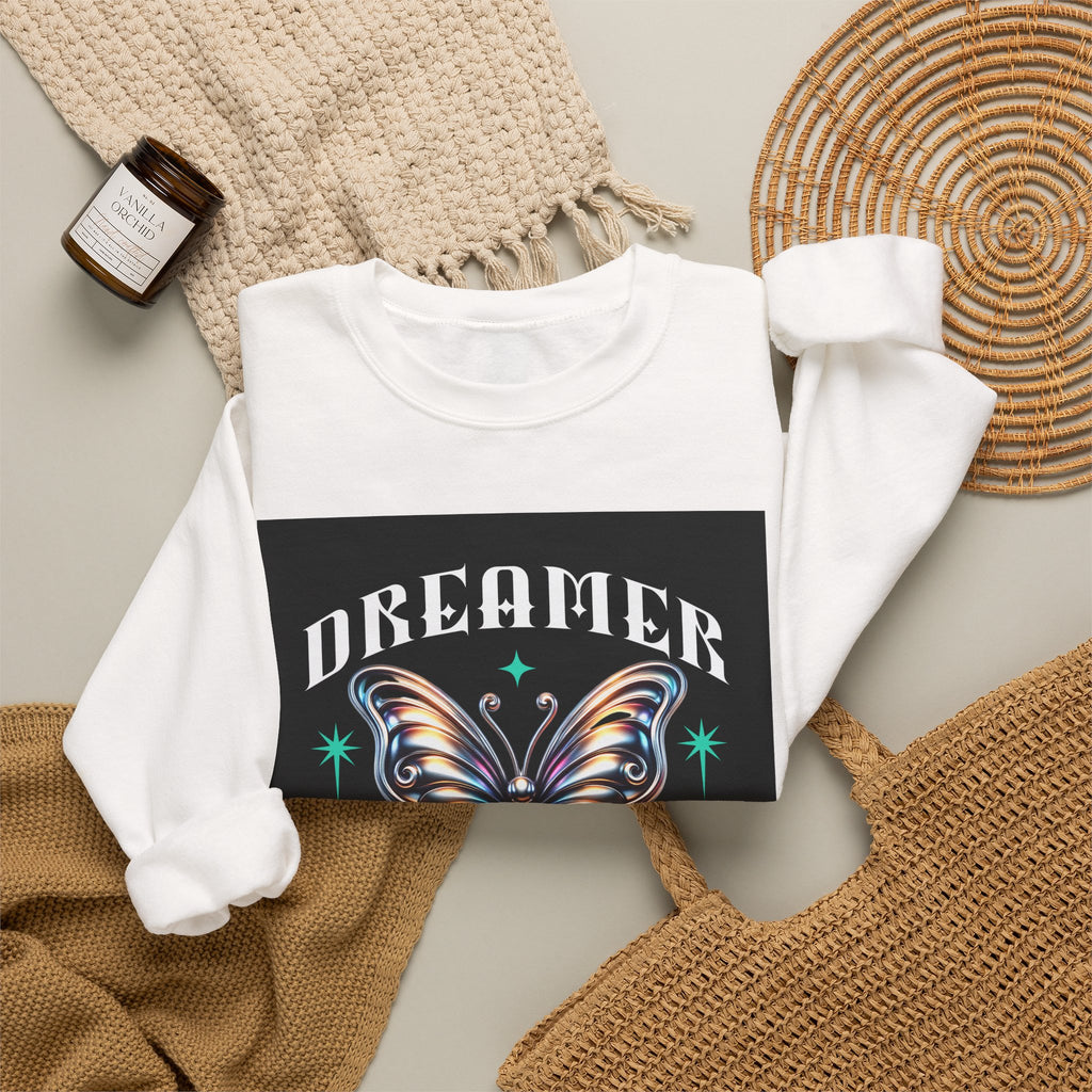 Dreamer Butterfly Crewneck Sweatshirt — Inspiring 'Dreamer' Graphic Pullover