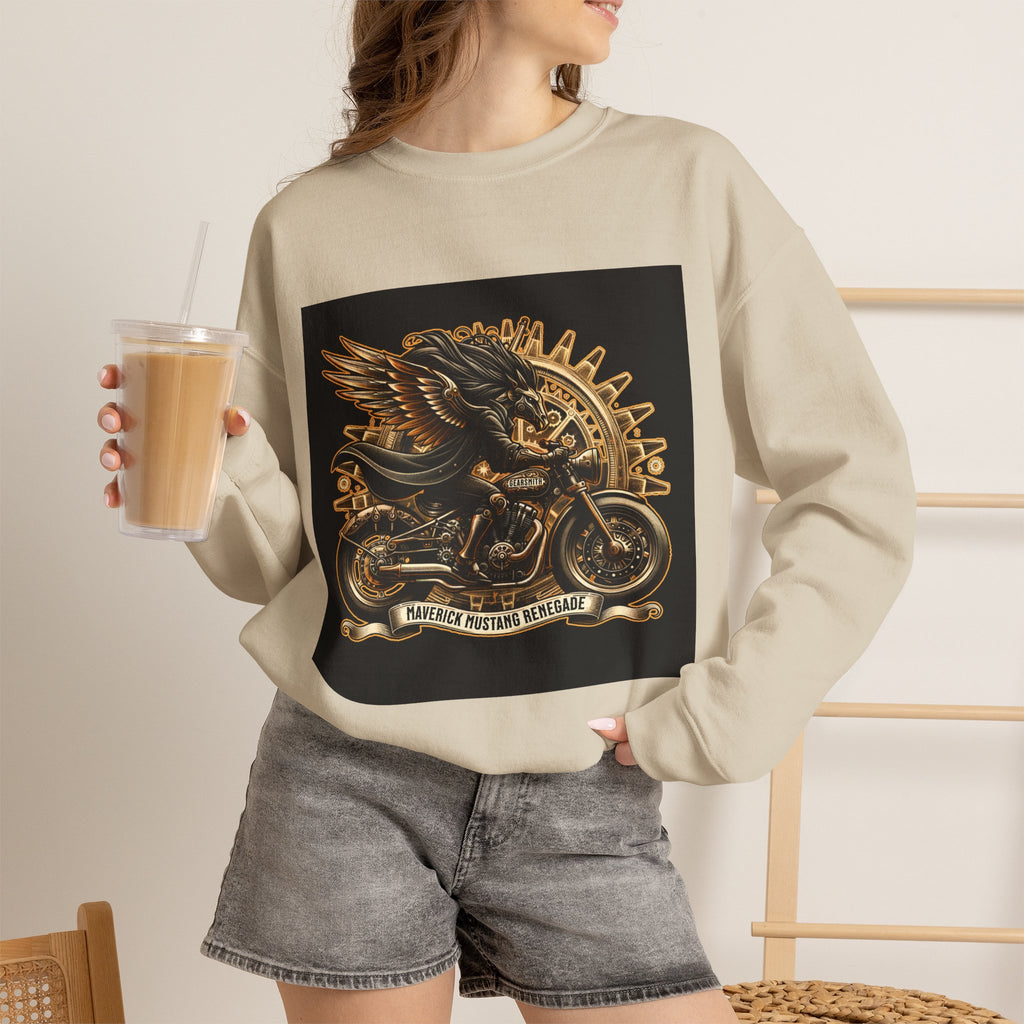 Motorcycle Eagle Crewneck Sweatshirt – "Liberty Rider" Vintage Biker Graphic