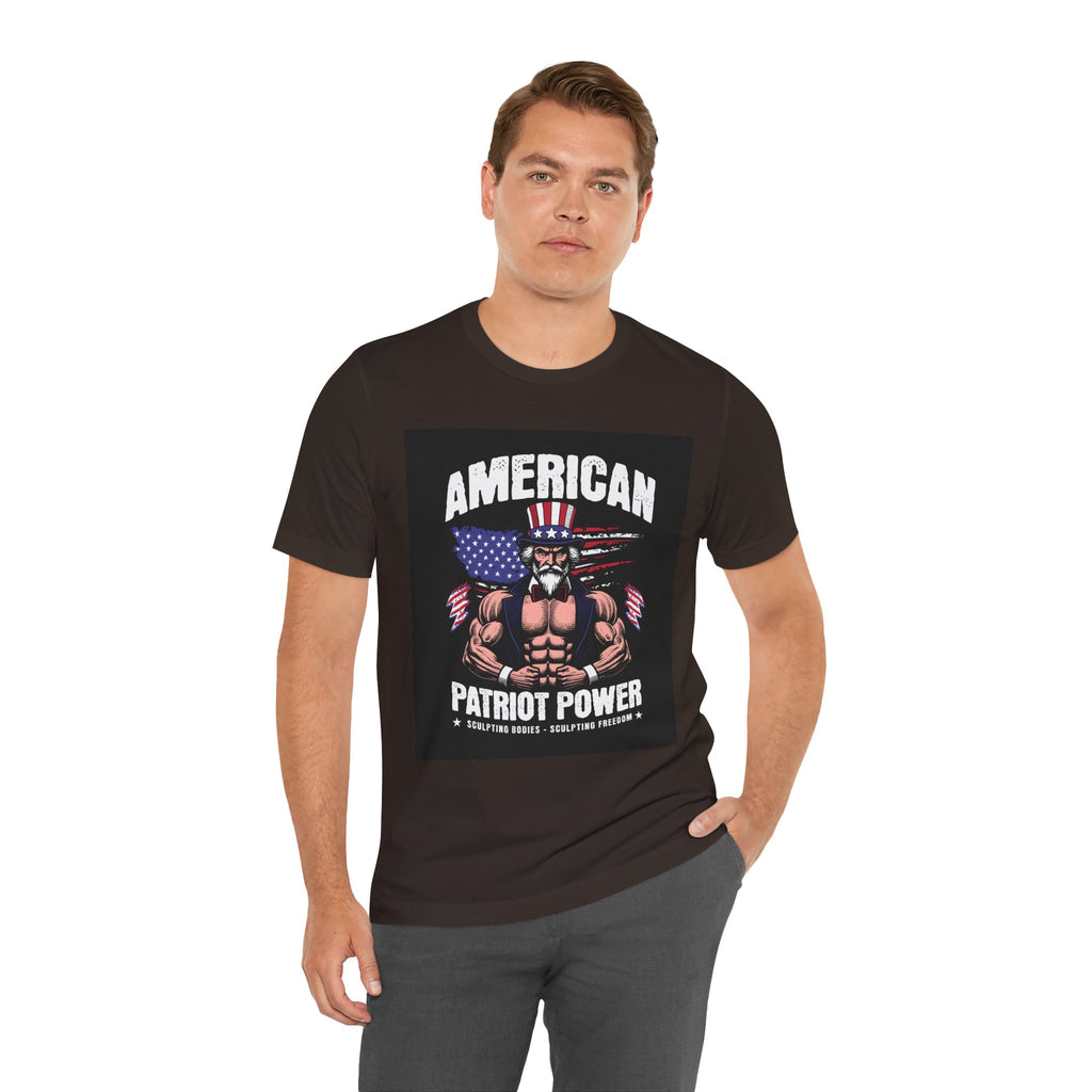 Patriot Power T-Shirt — American Flag Uncle Sam Muscle Graphic Tee