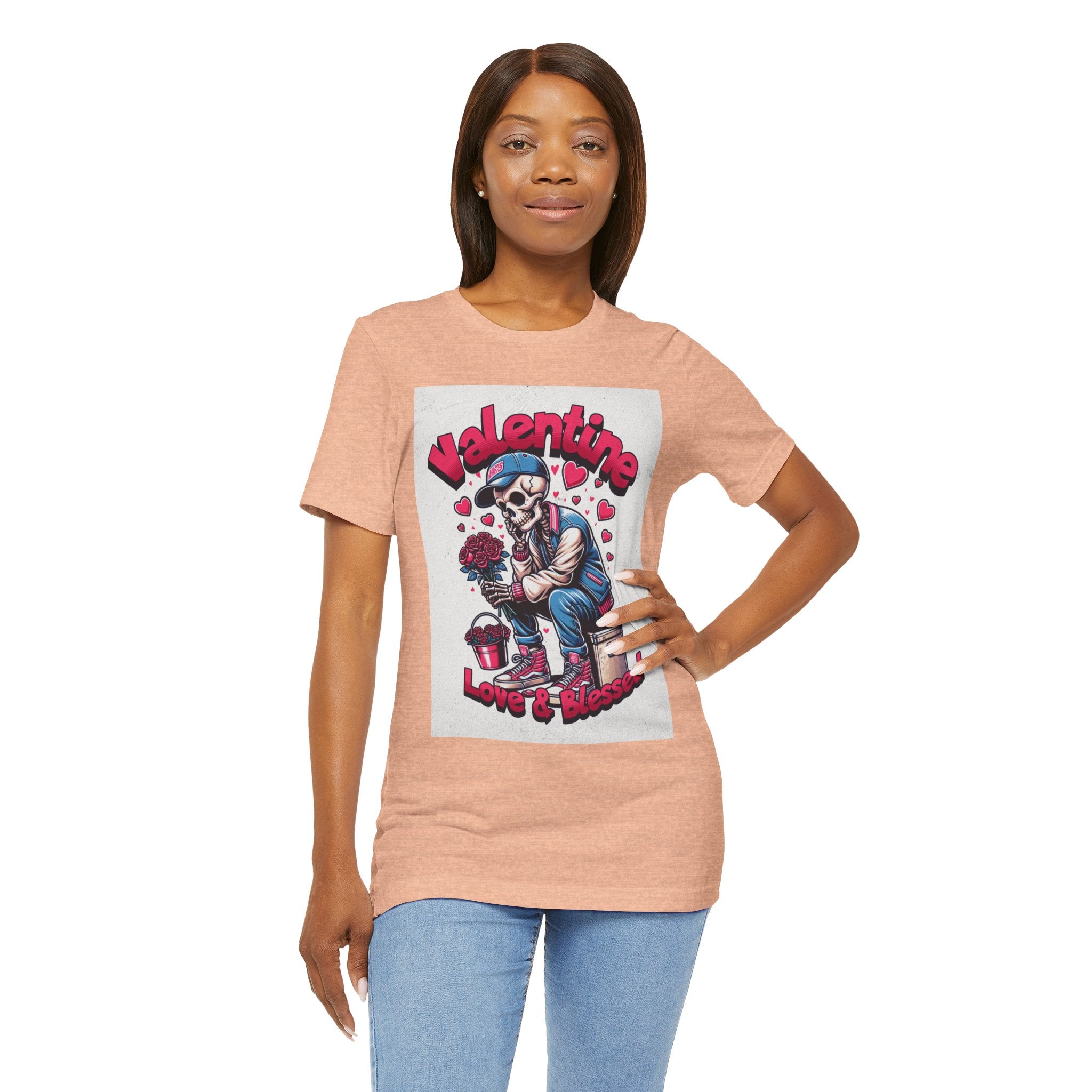 Valentine Skull T-Shirt – "Love & Blessed" Gothic Valentine Tee