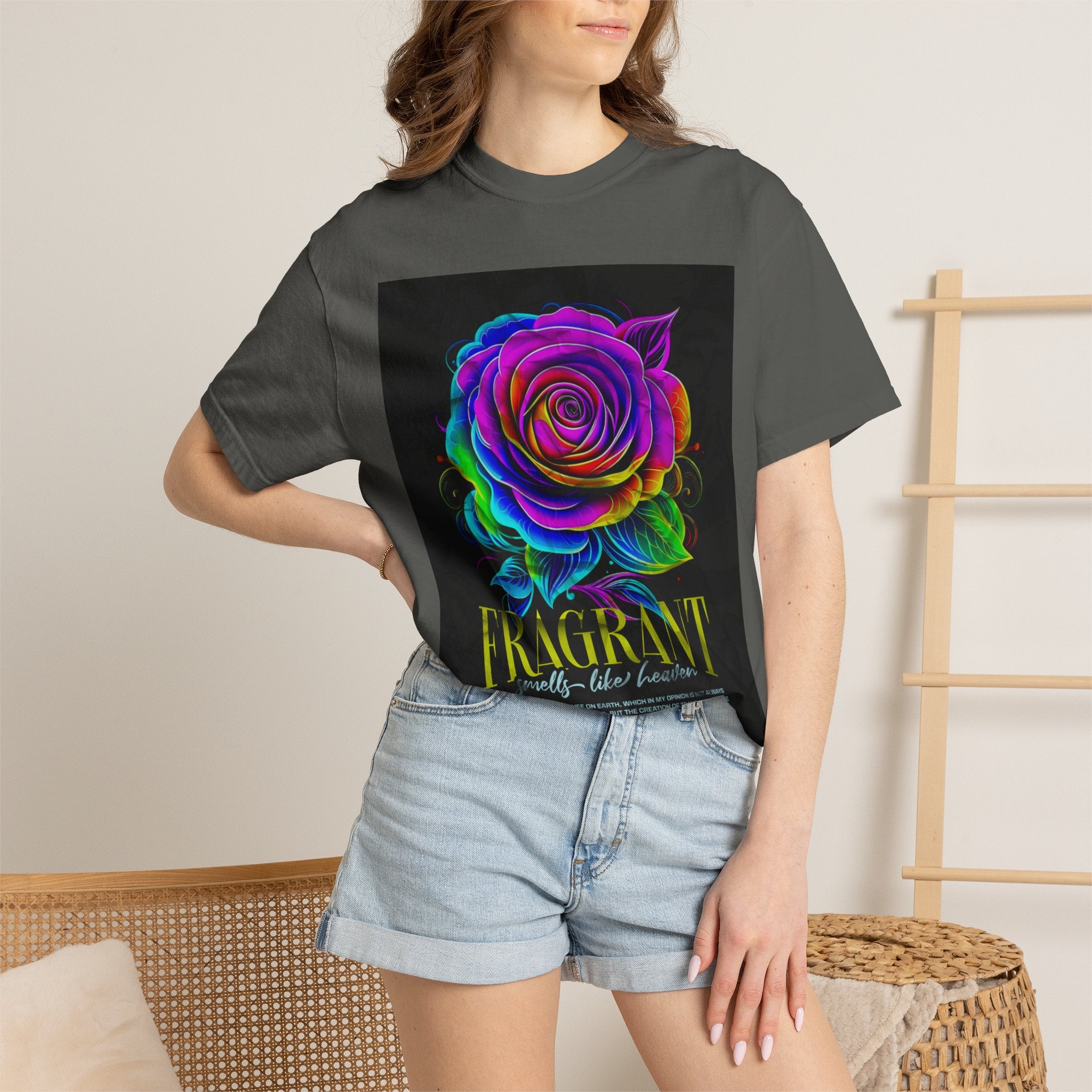 Fragrant Rainbow Rose T-Shirt — Vibrant Floral Graphic Tee