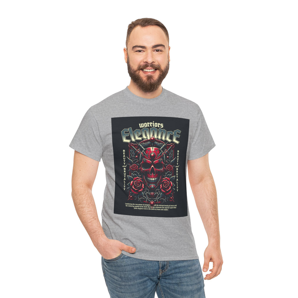 Warriors Electric Skull T‑Shirt — Red Skull & Roses Rock Graphic Tee