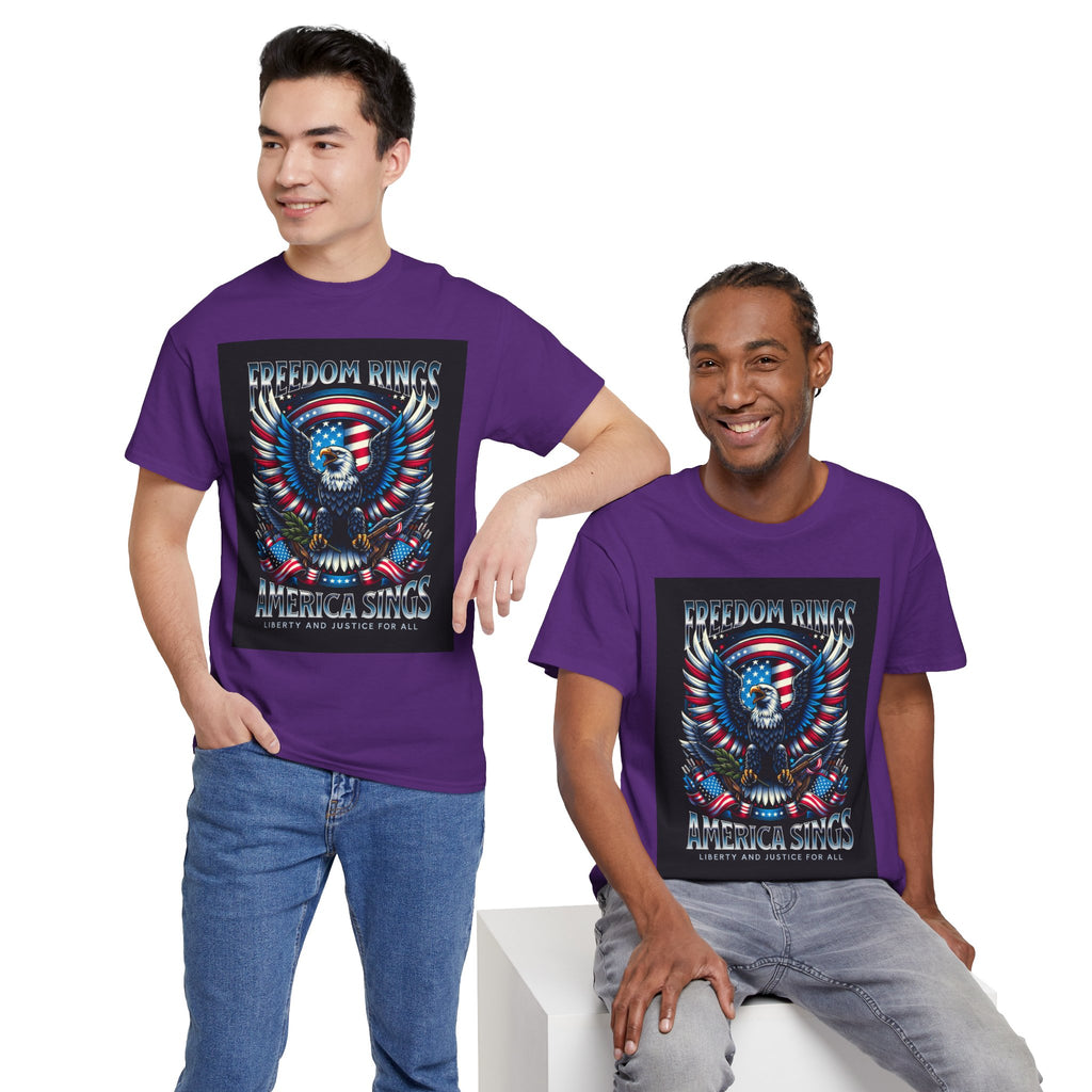 Eagle & American Flag Tee — "Freedom Rings, America Sings" Patriotic T-Shirt