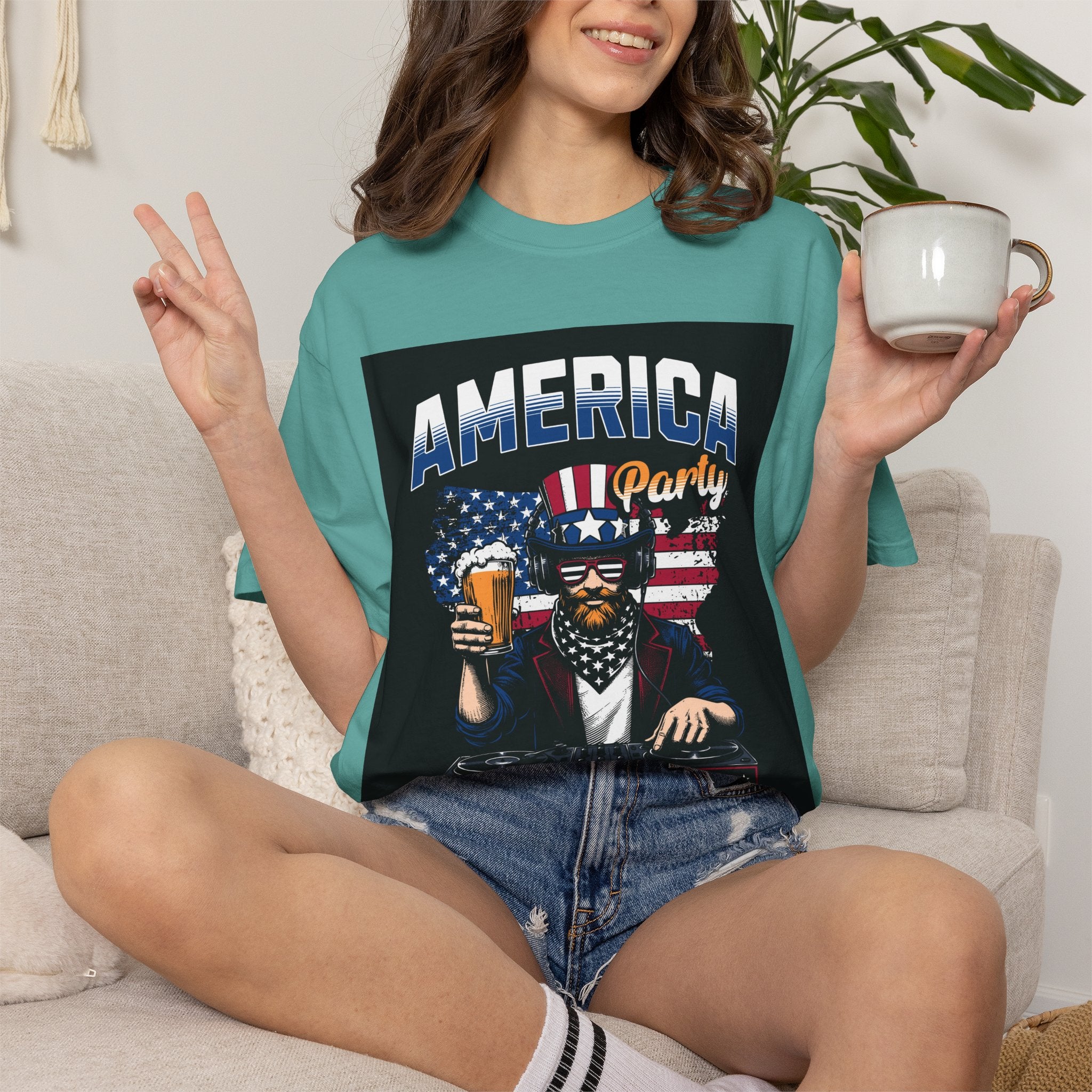 America Party T-Shirt — Cheers to Freedom 4th of July Patriotic Tee