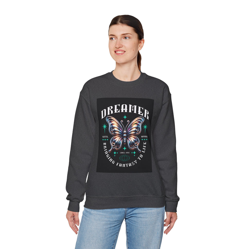 Dreamer Butterfly Crewneck Sweatshirt — Inspiring 'Dreamer' Graphic Pullover