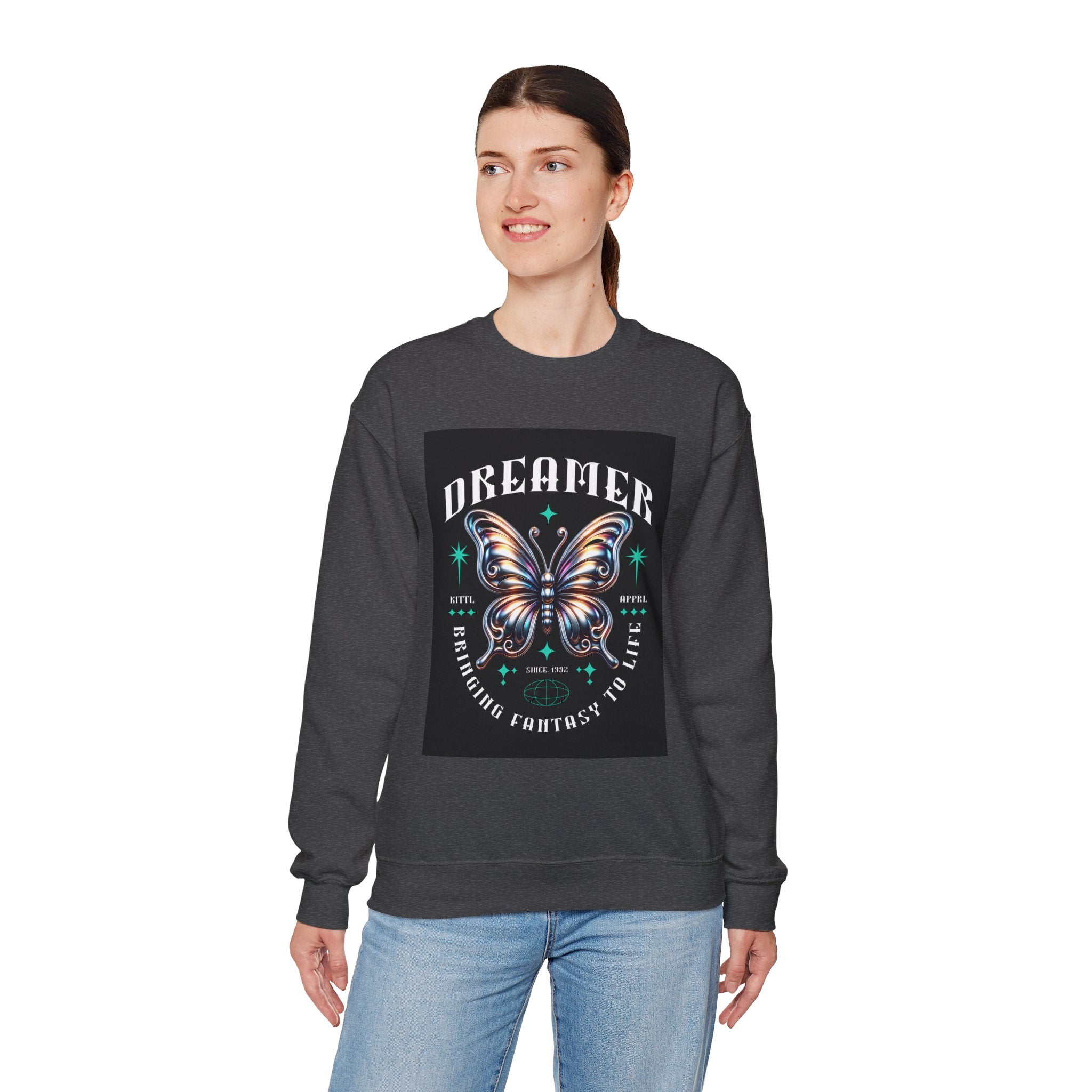 Dreamer Butterfly Crewneck Sweatshirt — Inspiring 'Dreamer' Graphic Pullover