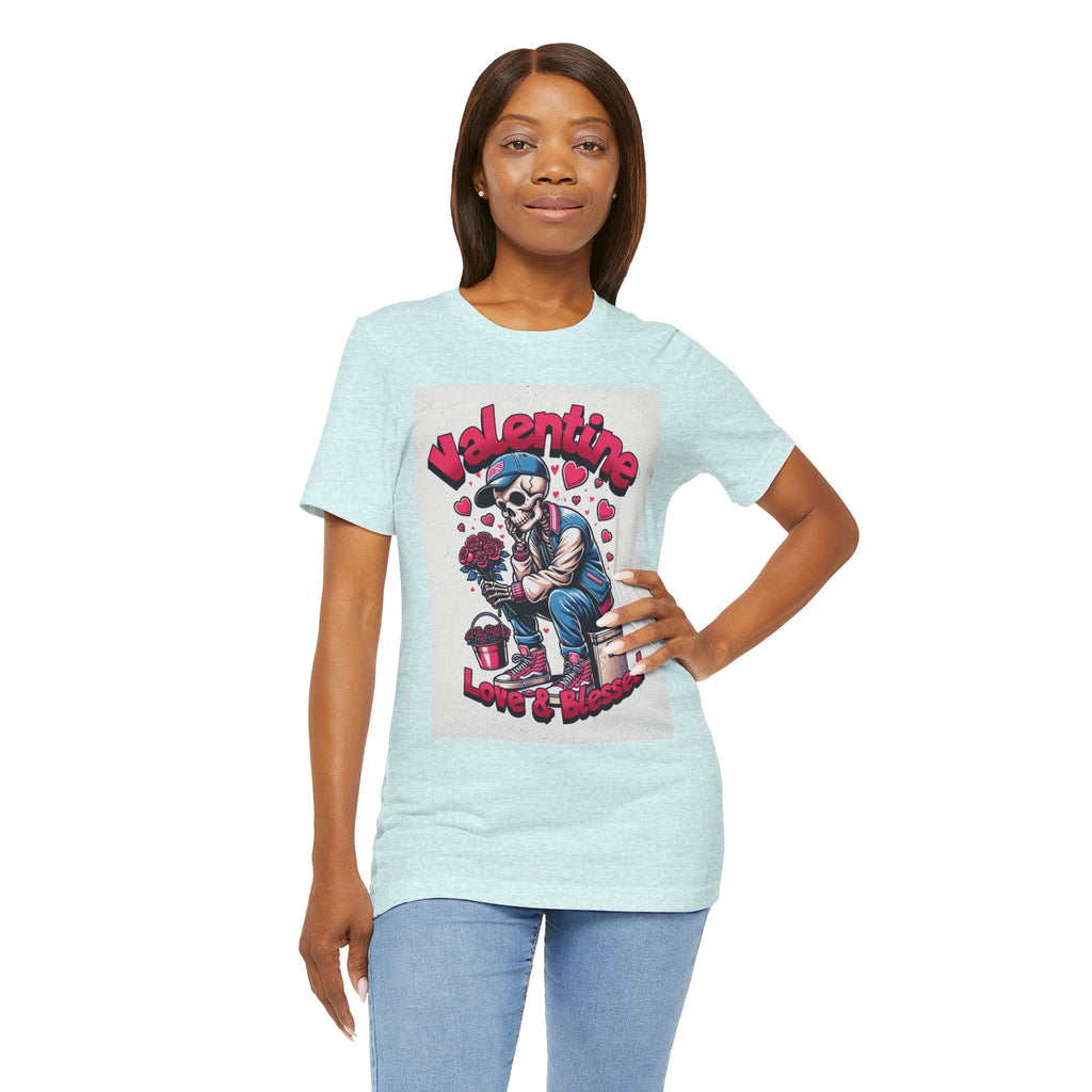 Valentine Skull T-Shirt – "Love & Blessed" Gothic Valentine Tee