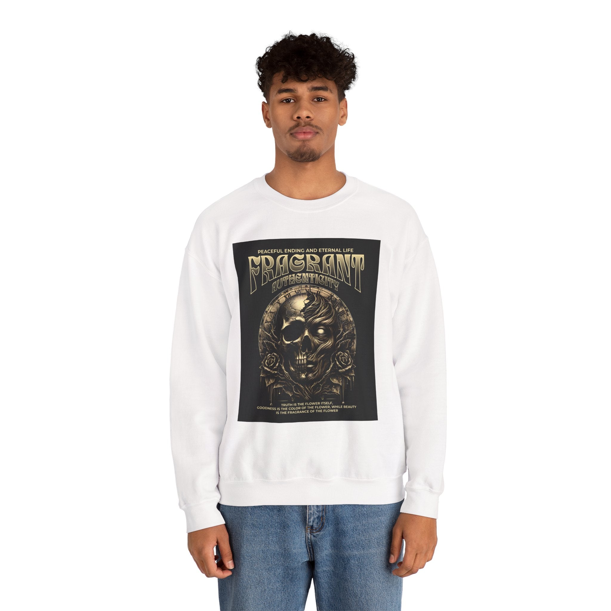 Skull & Roses Crewneck Sweatshirt — “Decrepit” Gothic Graphic