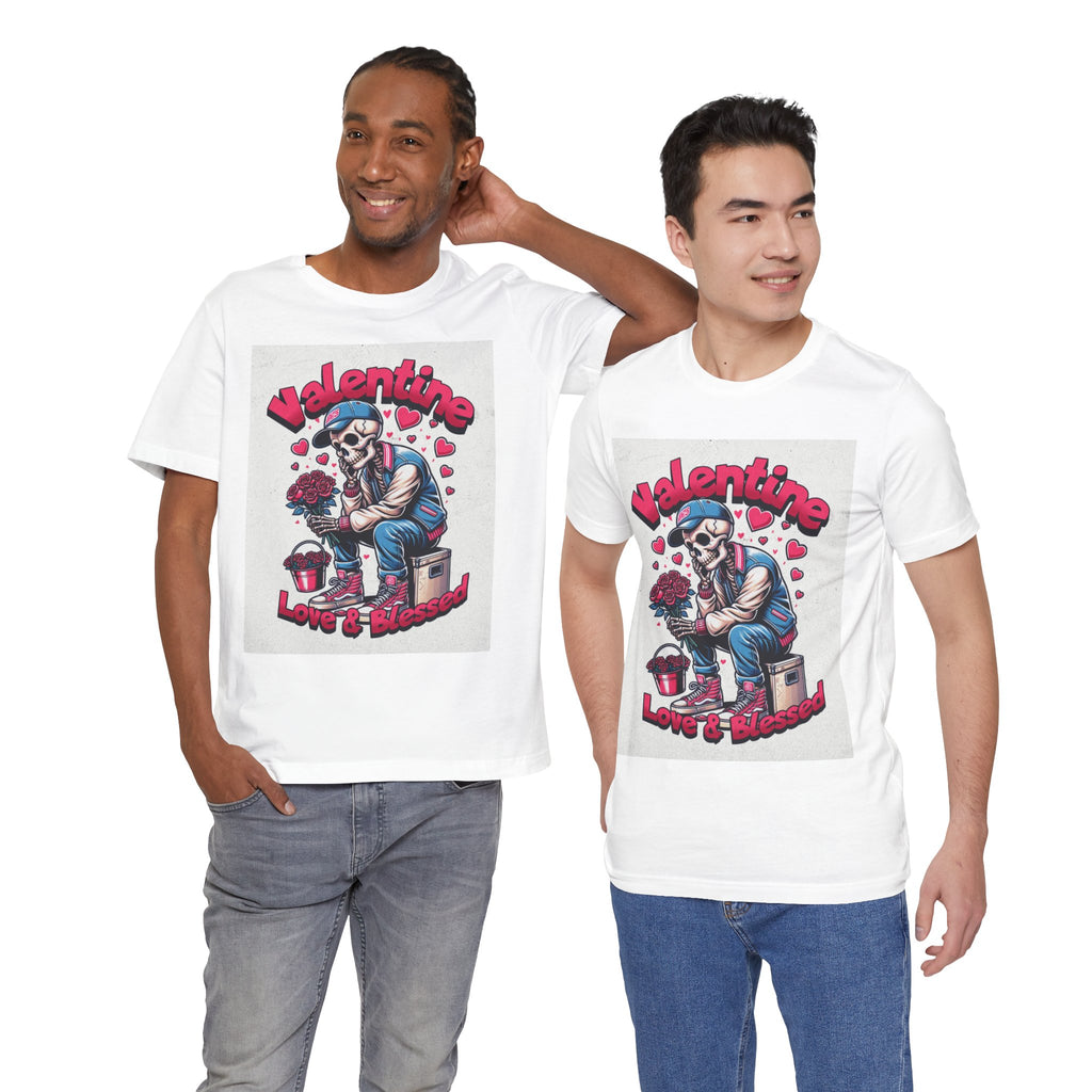 Valentine Skull T-Shirt – "Love & Blessed" Gothic Valentine Tee