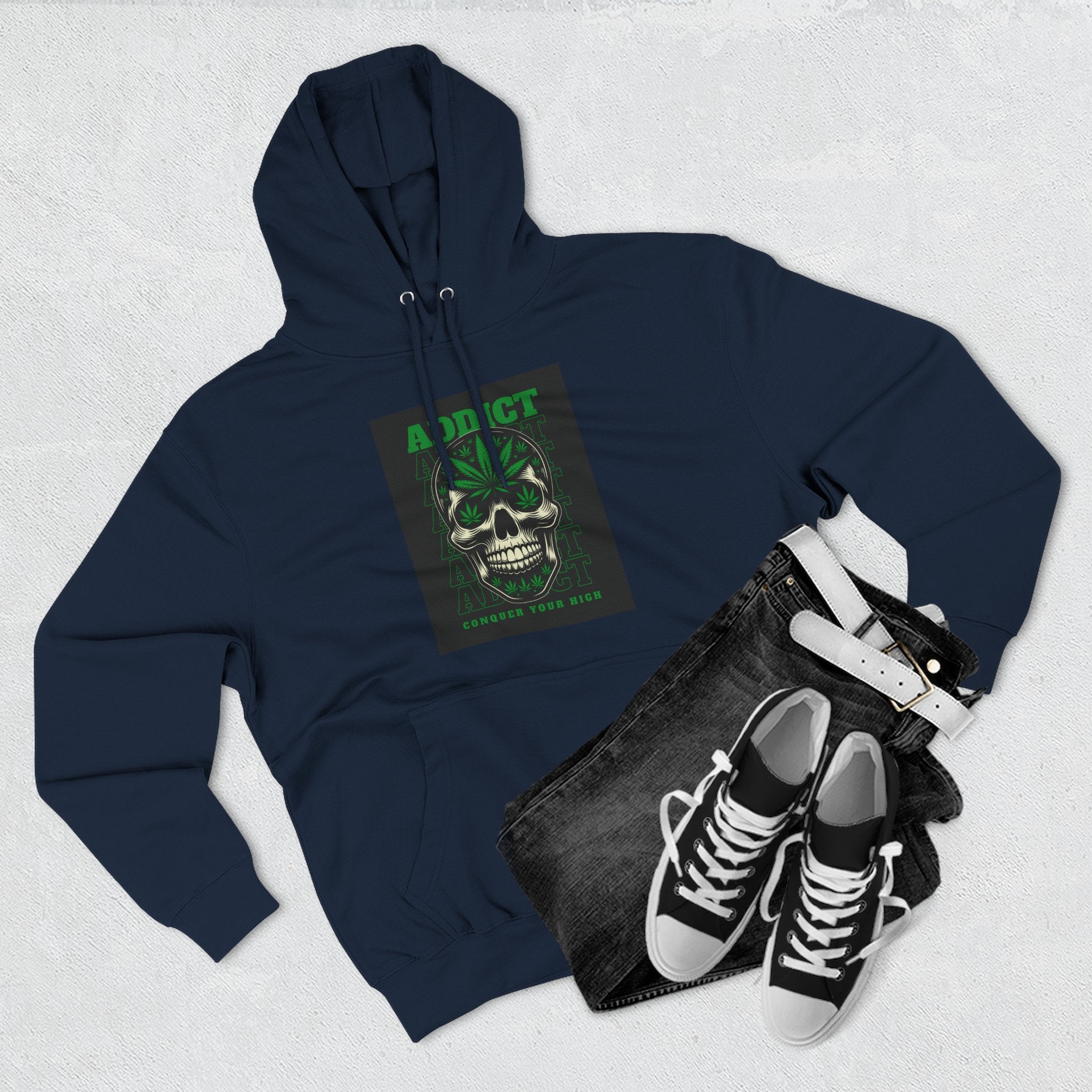 Skull & Snake Hoodie — "Addict" Graphic Pullover