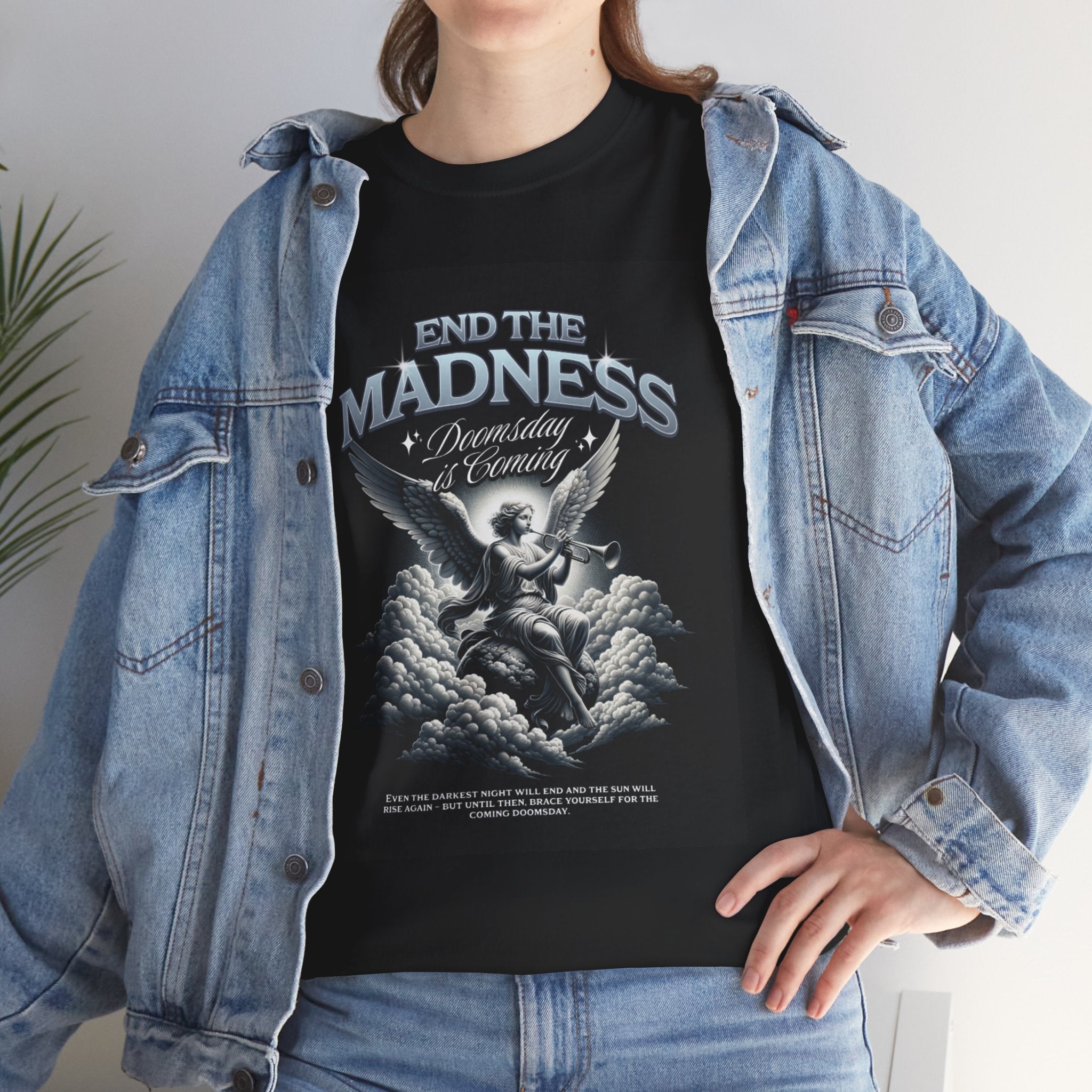 End the Madness Angel Graphic Tee — Vintage Gothic Band-Style T-Shirt