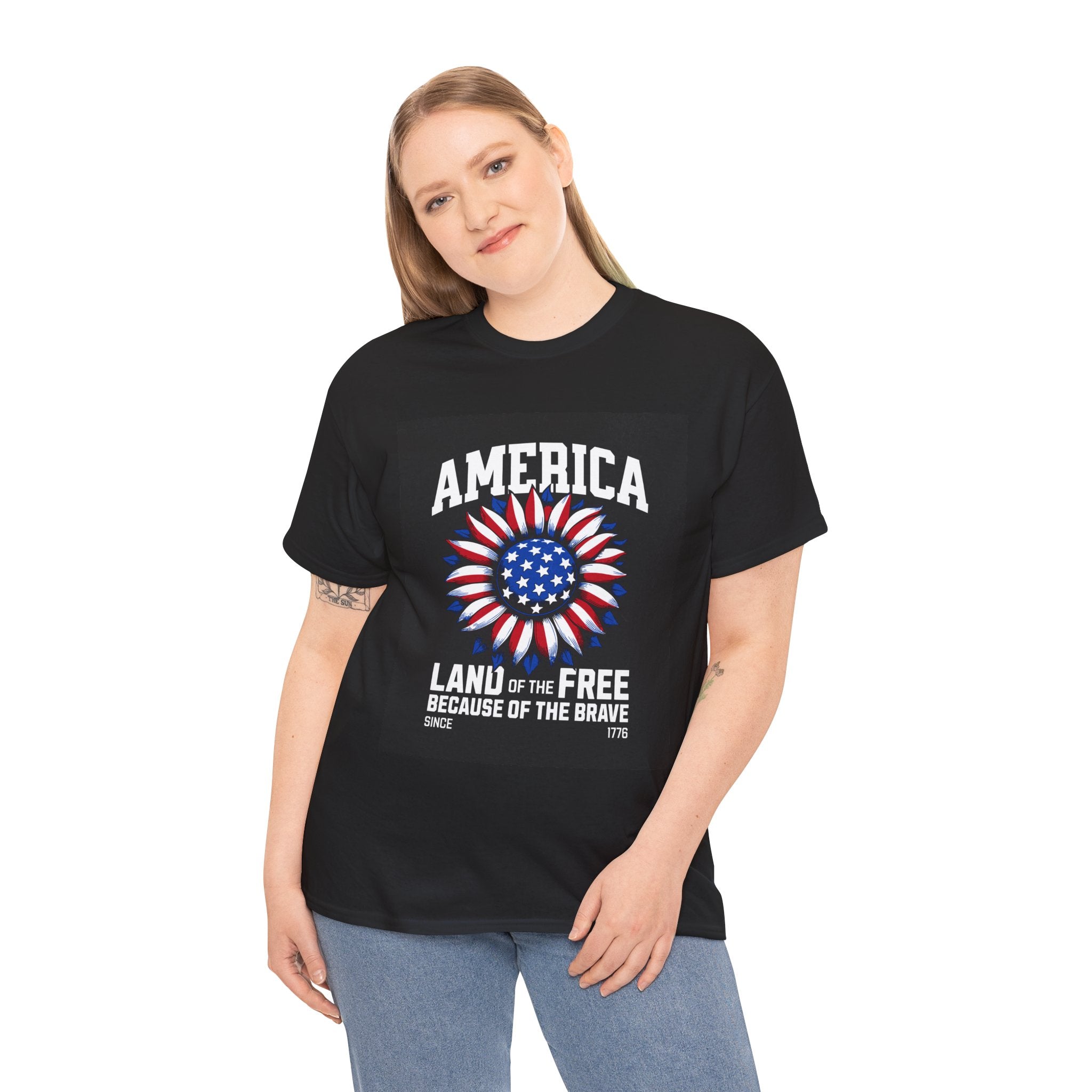 Patriotic America Tee — "Land of the Free Because of the Brave" Cotton T-Shirt