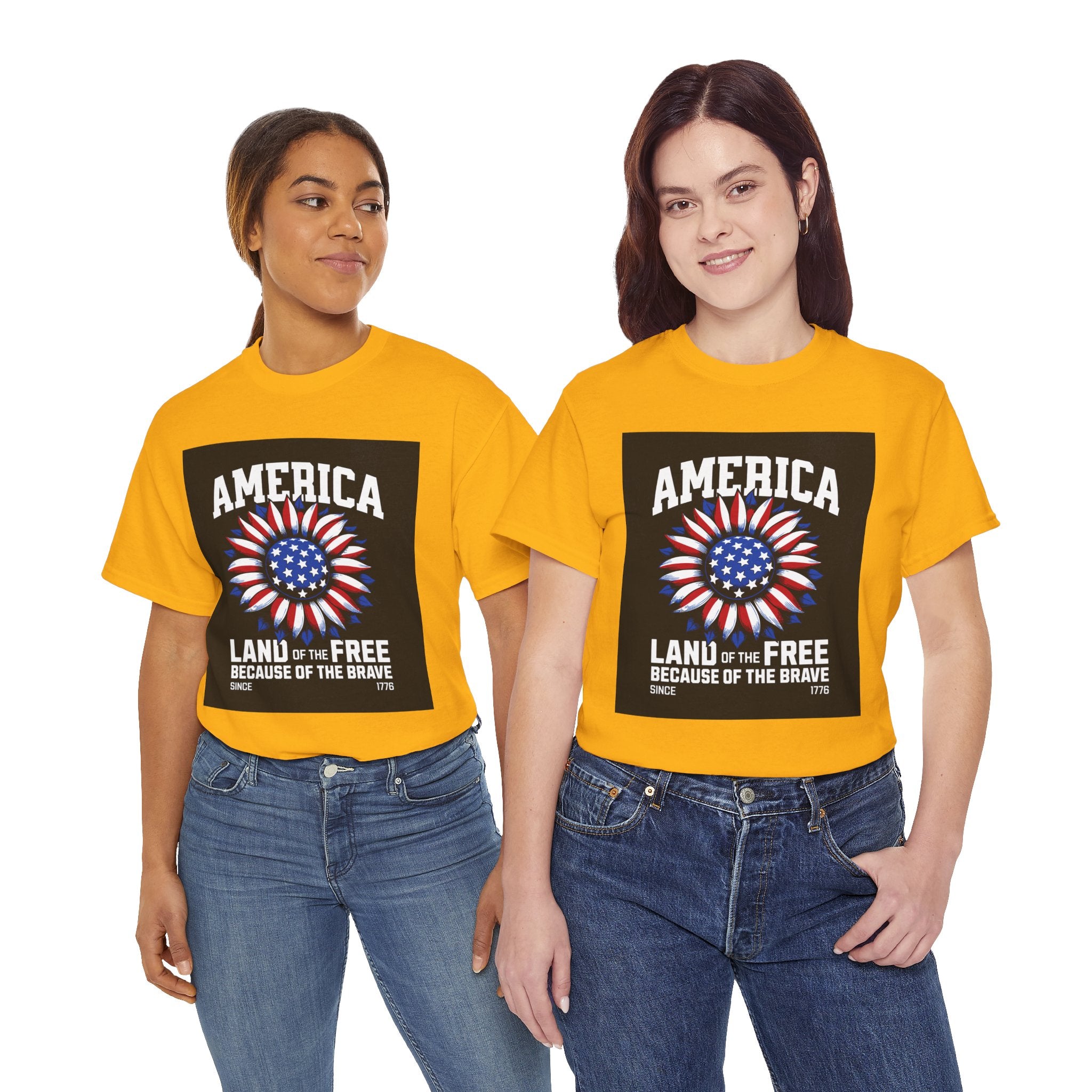 Patriotic America Tee — "Land of the Free Because of the Brave" Cotton T-Shirt
