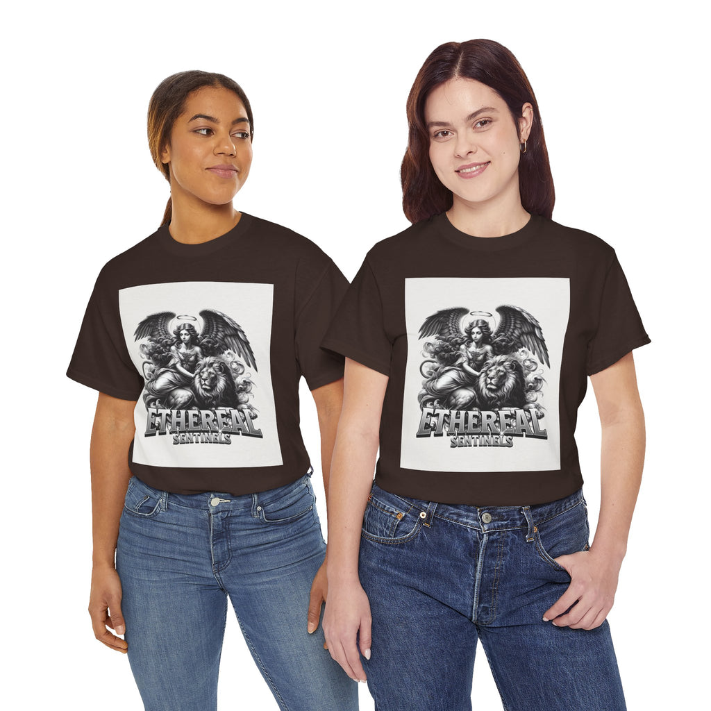 Angel & Lion Graphic Tee — "Ethereal" Vintage Gothic Streetwear