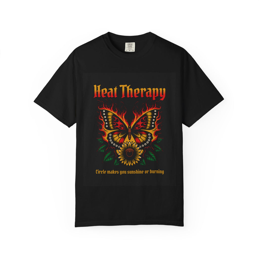 Heat Therapy Butterfly T-Shirt — Retro Floral Sunflower Design