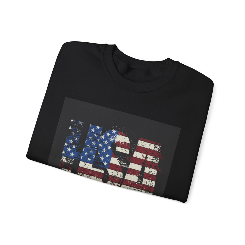 Made in America Flag Crewneck Sweatshirt — USA Vintage Patriotic Pullover