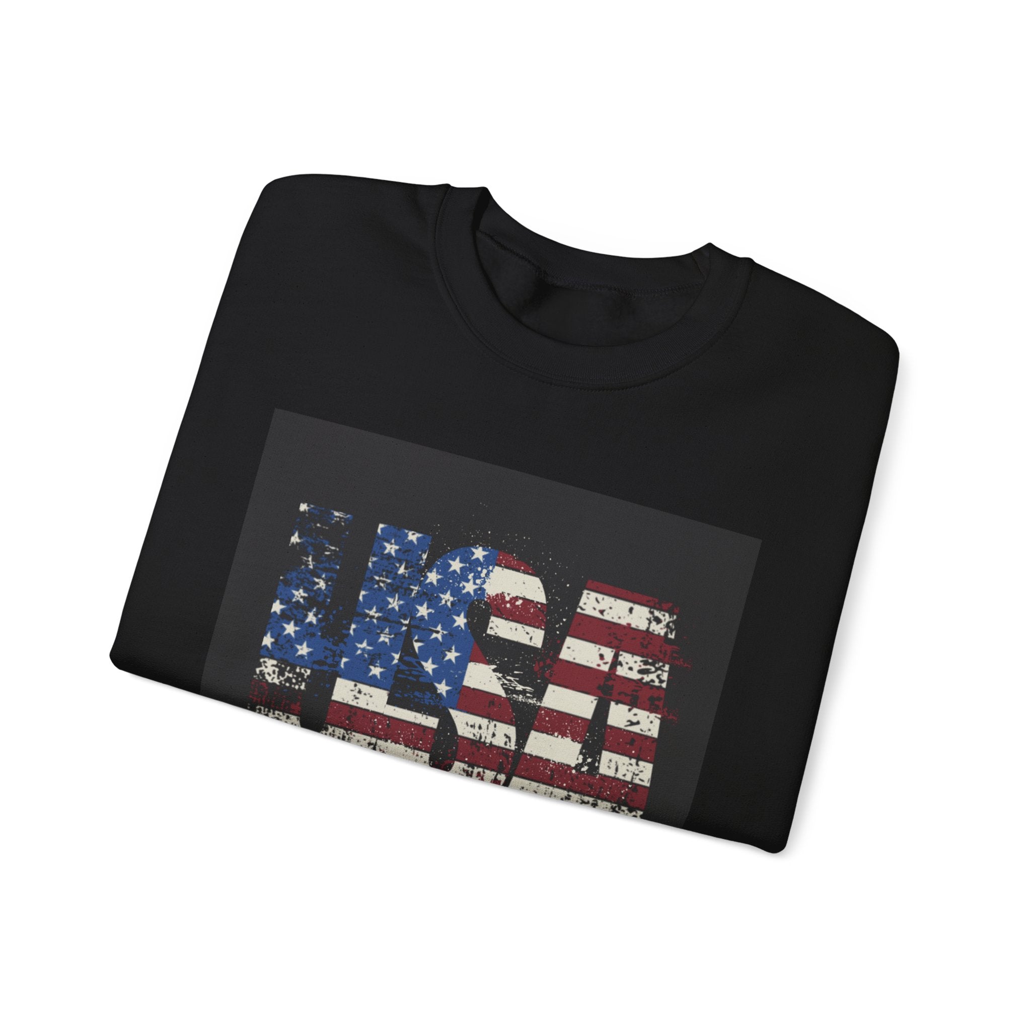Made in America Flag Crewneck Sweatshirt — USA Vintage Patriotic Pullover