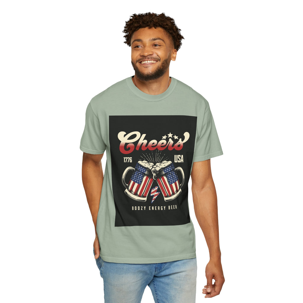 Cheers USA T-Shirt — Patriotic Beer Mugs Graphic Tee (1776)