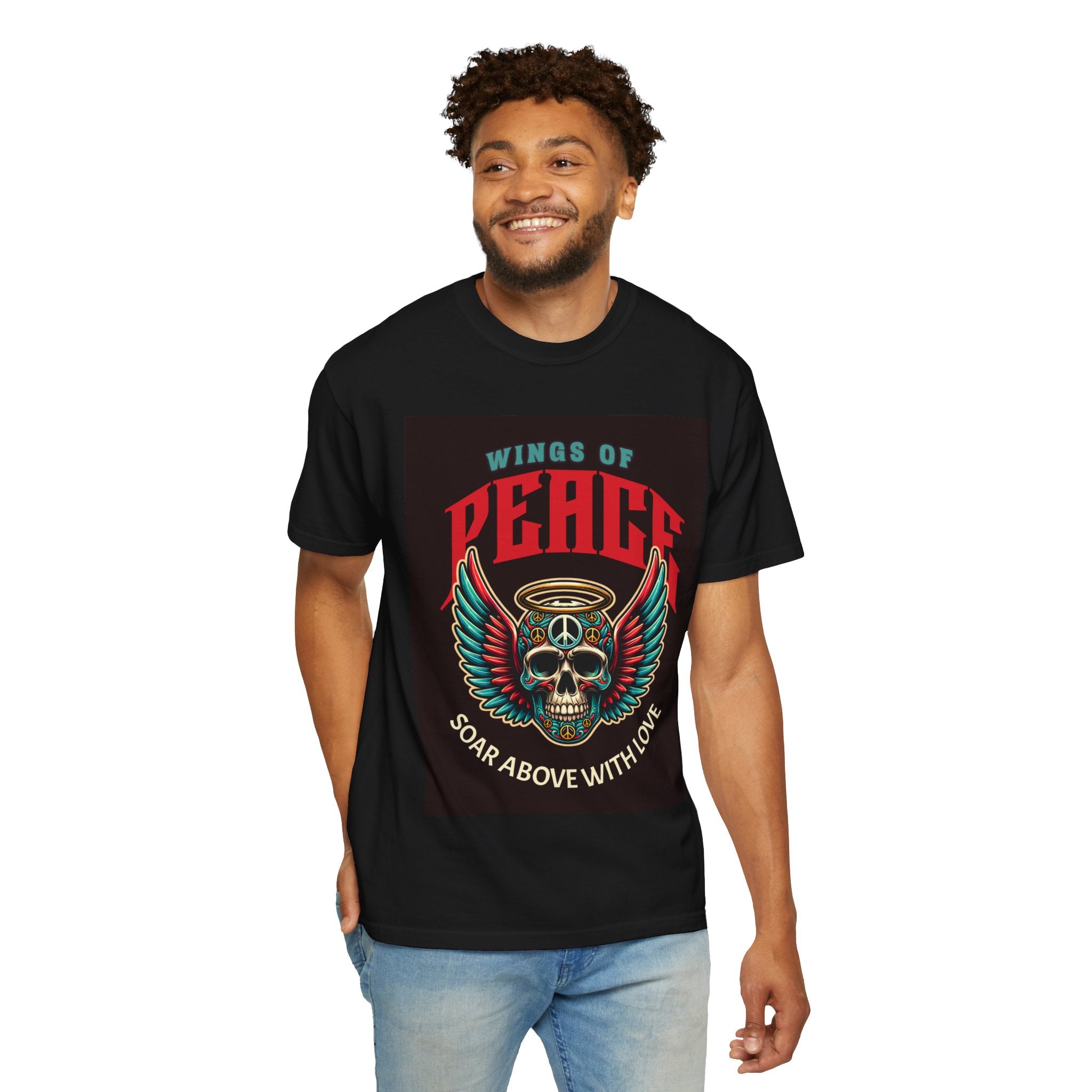 Wings of Peace Skull T-Shirt — "Soar Above With Love" Vintage Graphic Tee
