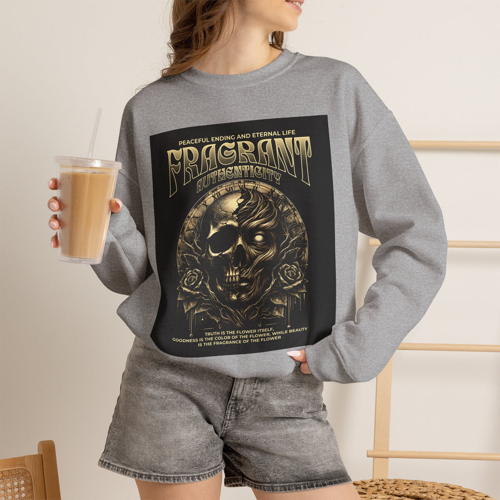 Skull & Roses Crewneck Sweatshirt — “Decrepit” Gothic Graphic