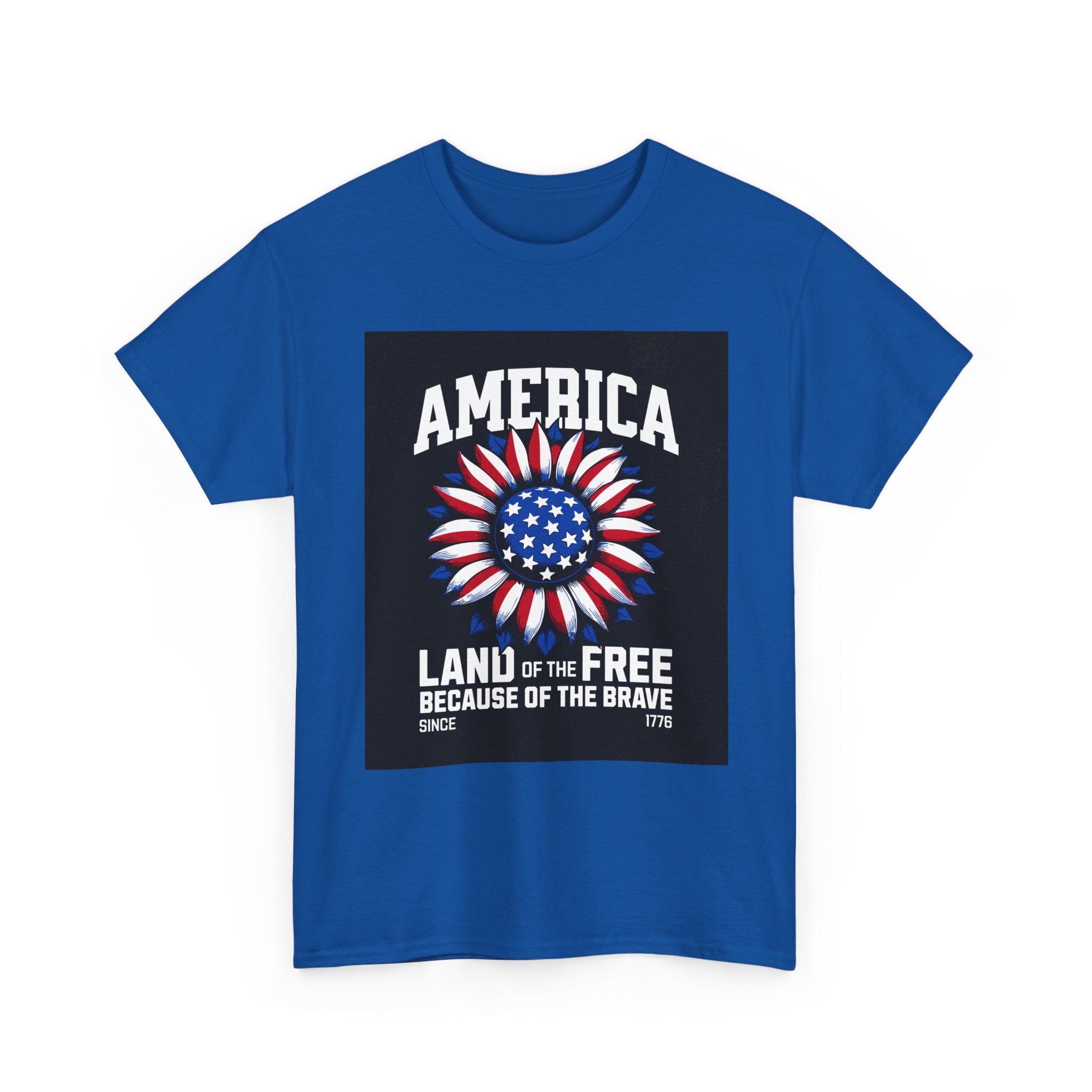 Patriotic America Tee — "Land of the Free Because of the Brave" Cotton T-Shirt