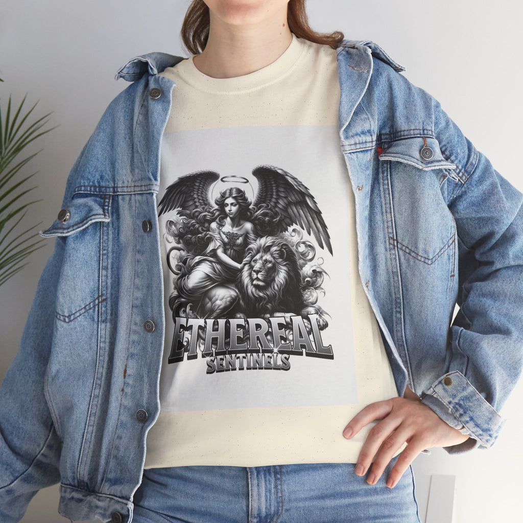 Angel & Lion Graphic Tee — "Ethereal" Vintage Gothic Streetwear