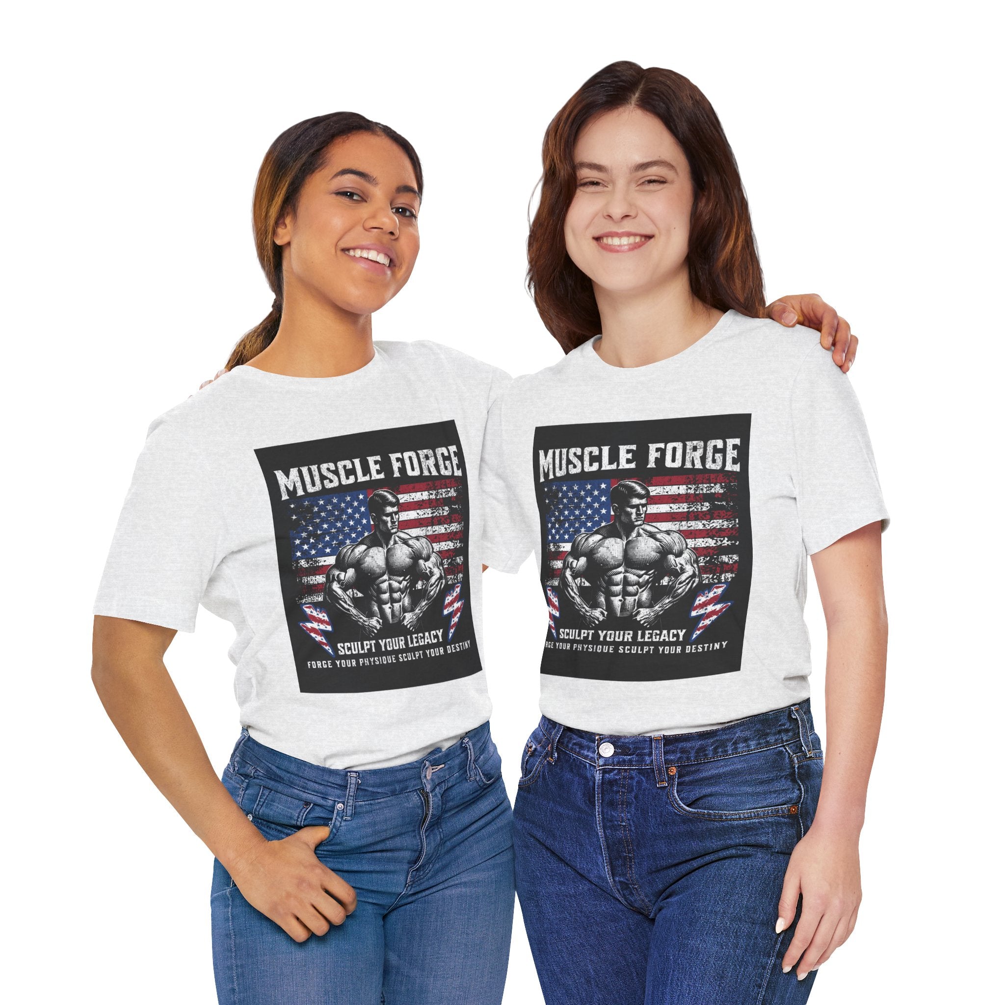 Muscle Forge American Flag Gym Tee — "Sculpt Your Legacy" Fitness T-Shirt