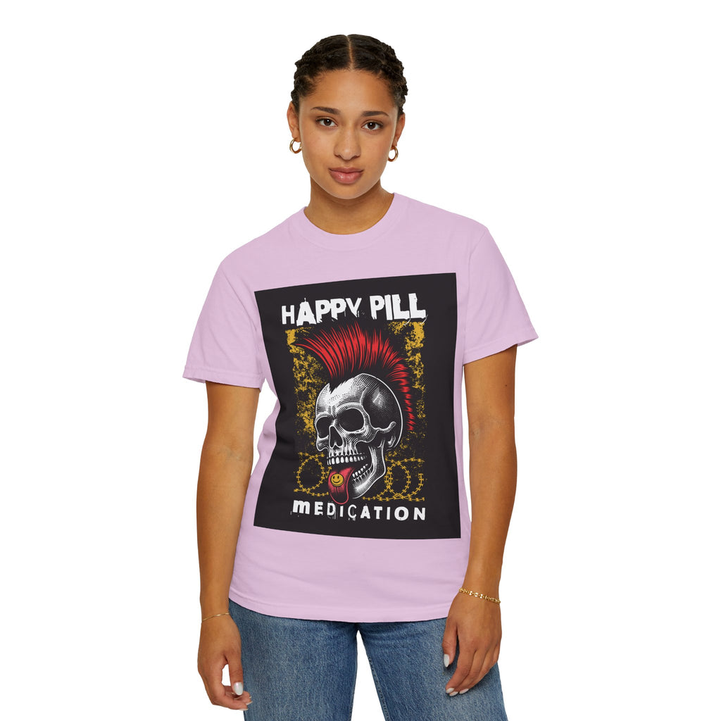 Happy Pill Punk Skull T-Shirt — 'Happy Pill Medication' Graphic Tee