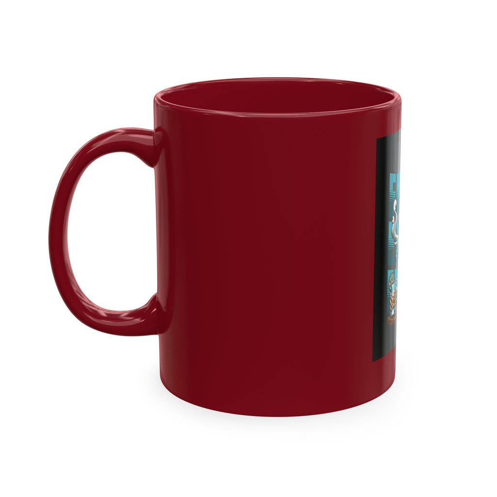 Skull 'Energy' Ceramic Coffee Mug — Retro Skeleton with Drink Design