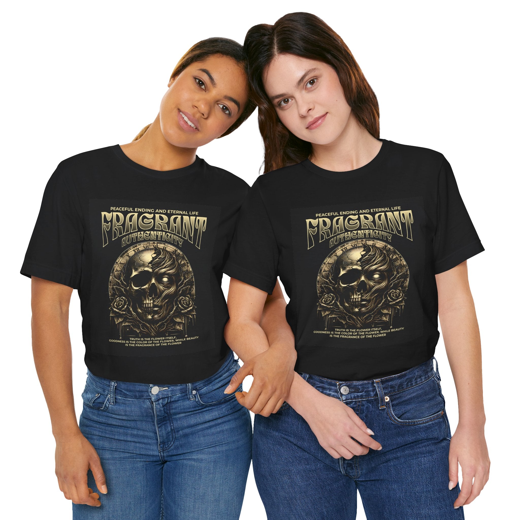 Skull & Roses Graphic Tee — "Fragrant" Vintage Gothic Band Shirt