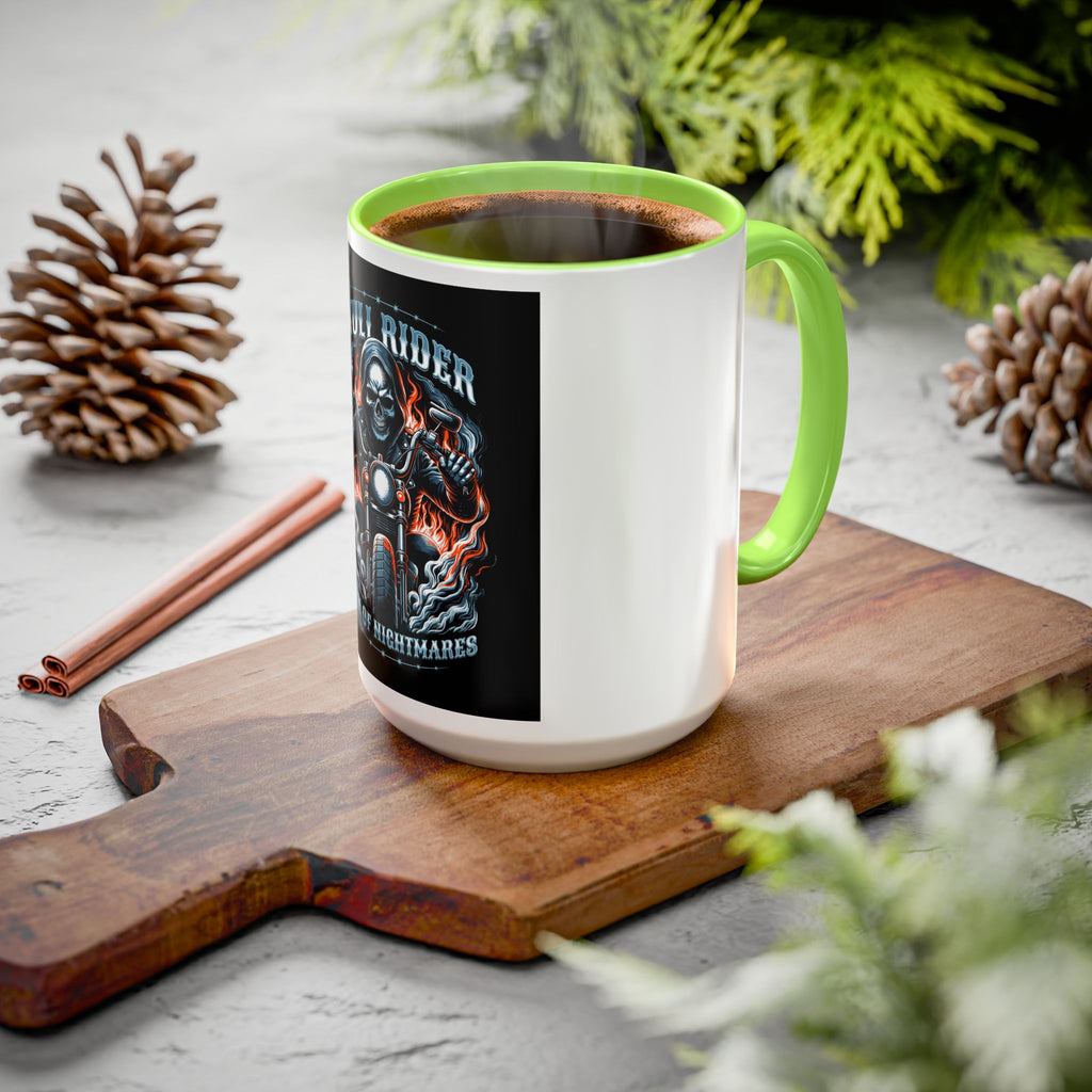 Skull Rider Motorcycle Mug – "Born of Nightmares" Biker Coffee Cup (11oz/15oz)
